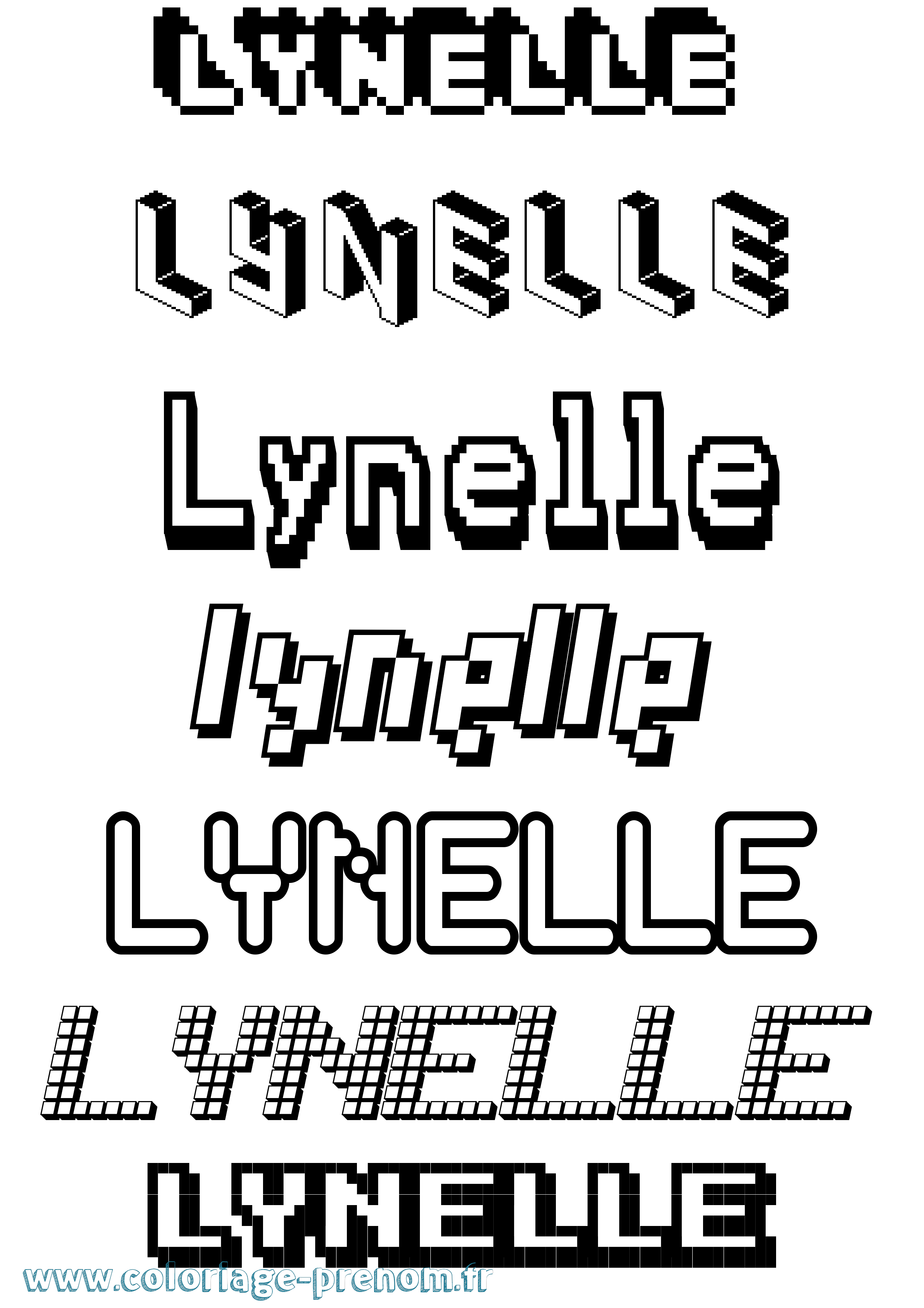 Coloriage Lynelle Pixel Coloriage prénom Lynelle Pixel