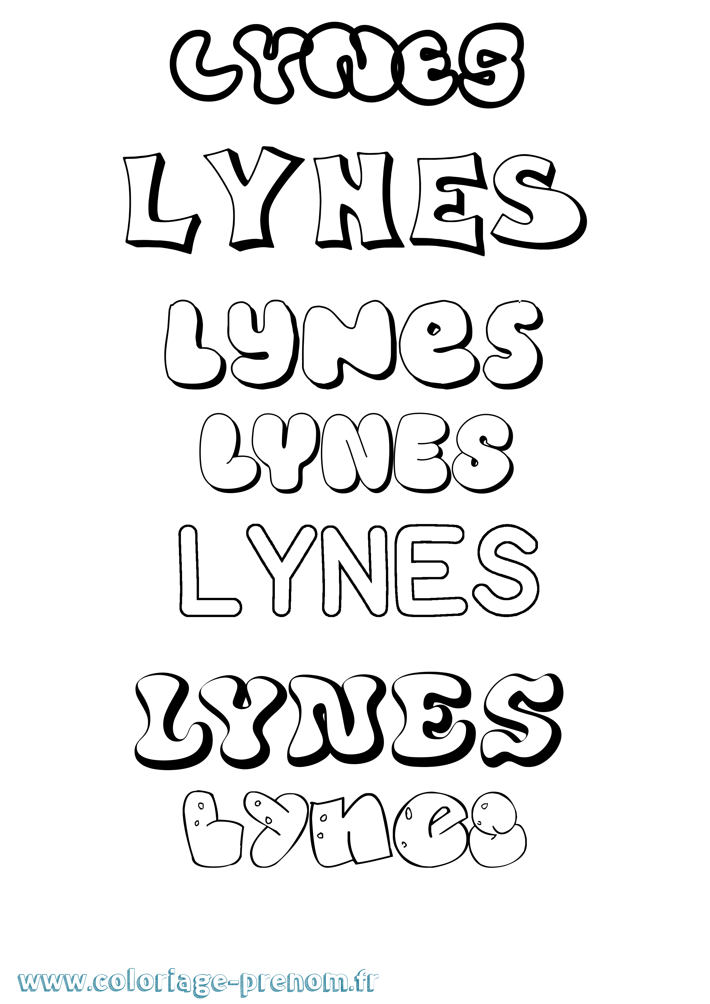 Coloriage Lynes Bubble Coloriage prénom Lynes Bubble