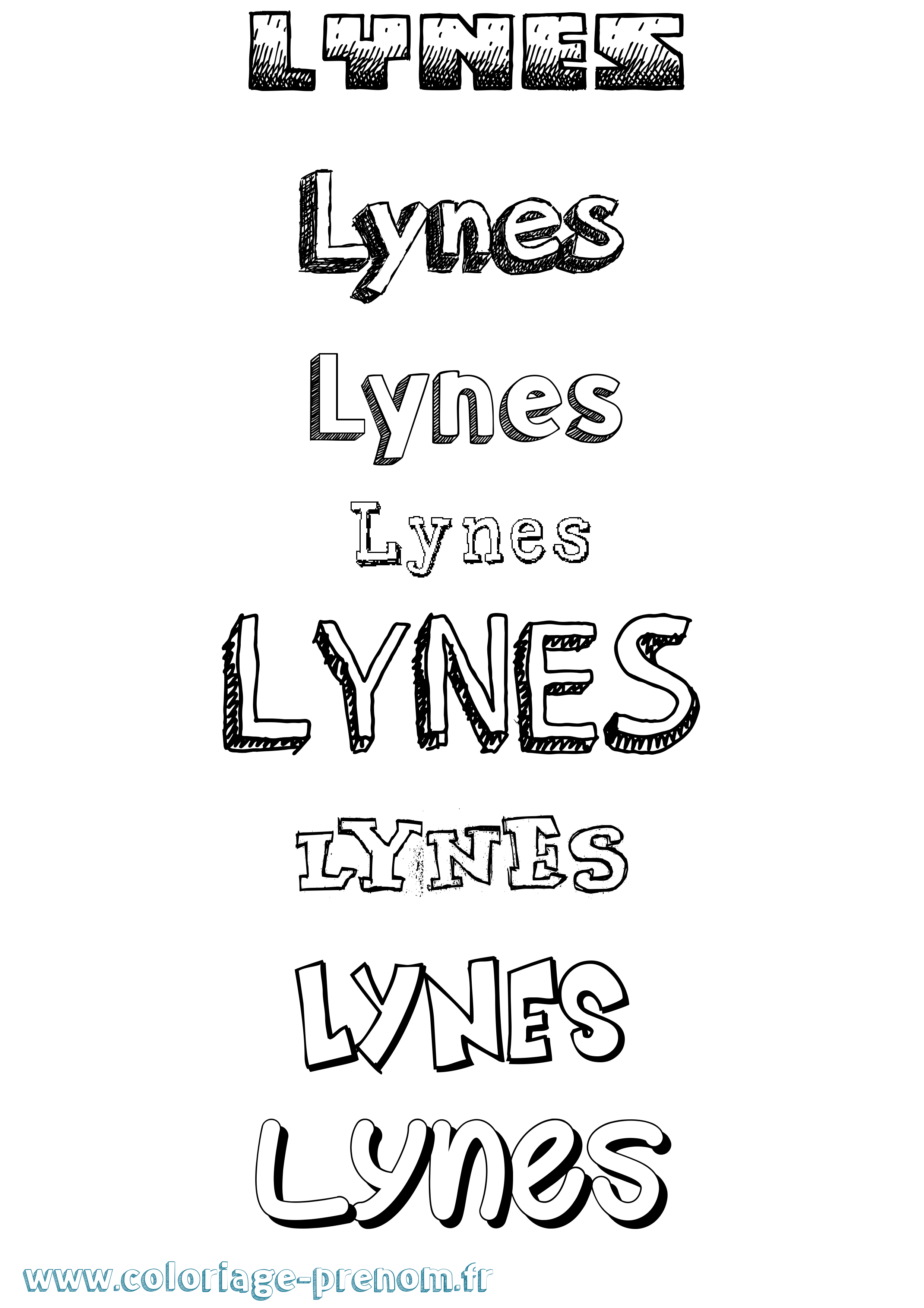 Coloriage Lynes Dessiné Coloriage prénom Lynes Dessiné