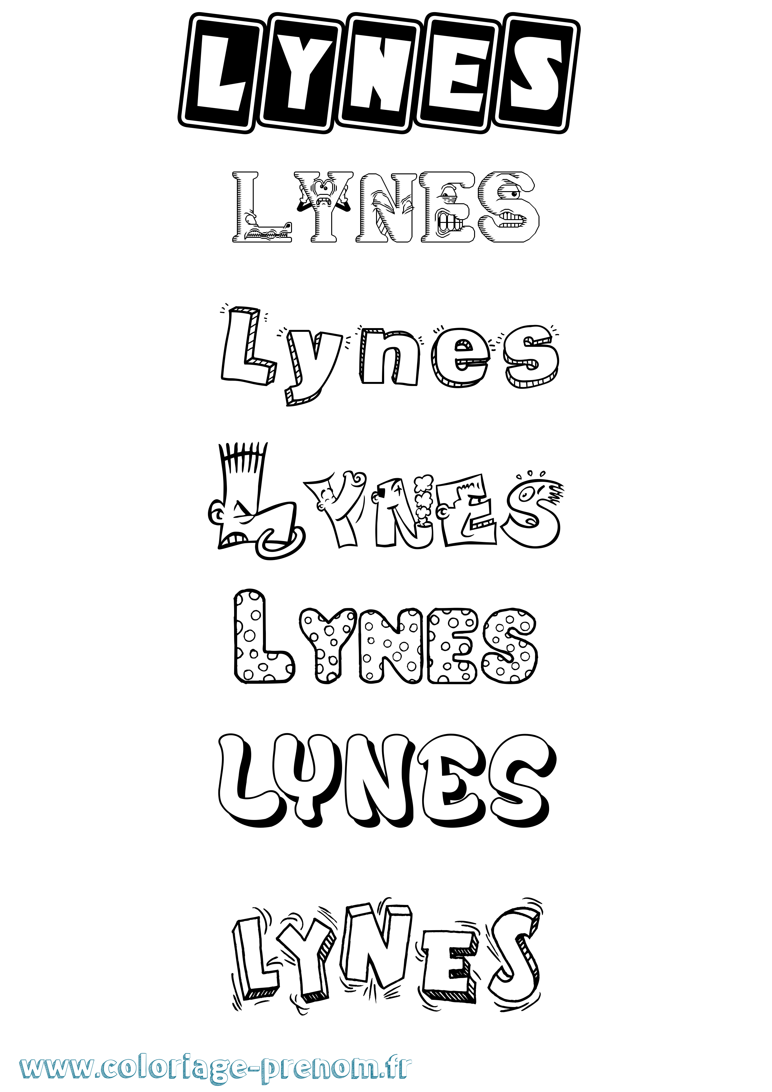 Coloriage Lynes Fun Coloriage prénom Lynes Fun