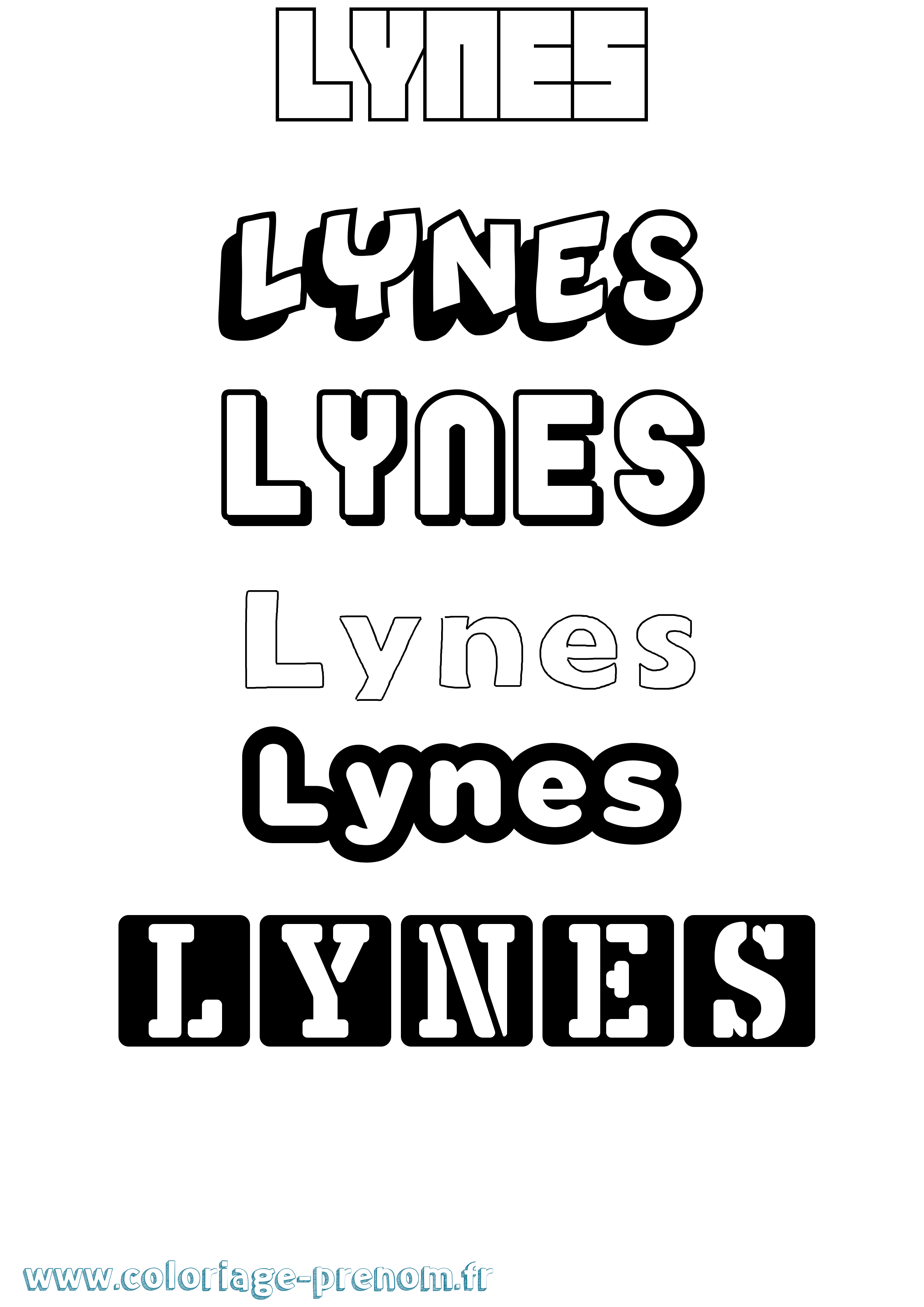 Coloriage Lynes Simple Coloriage prénom Lynes Simple