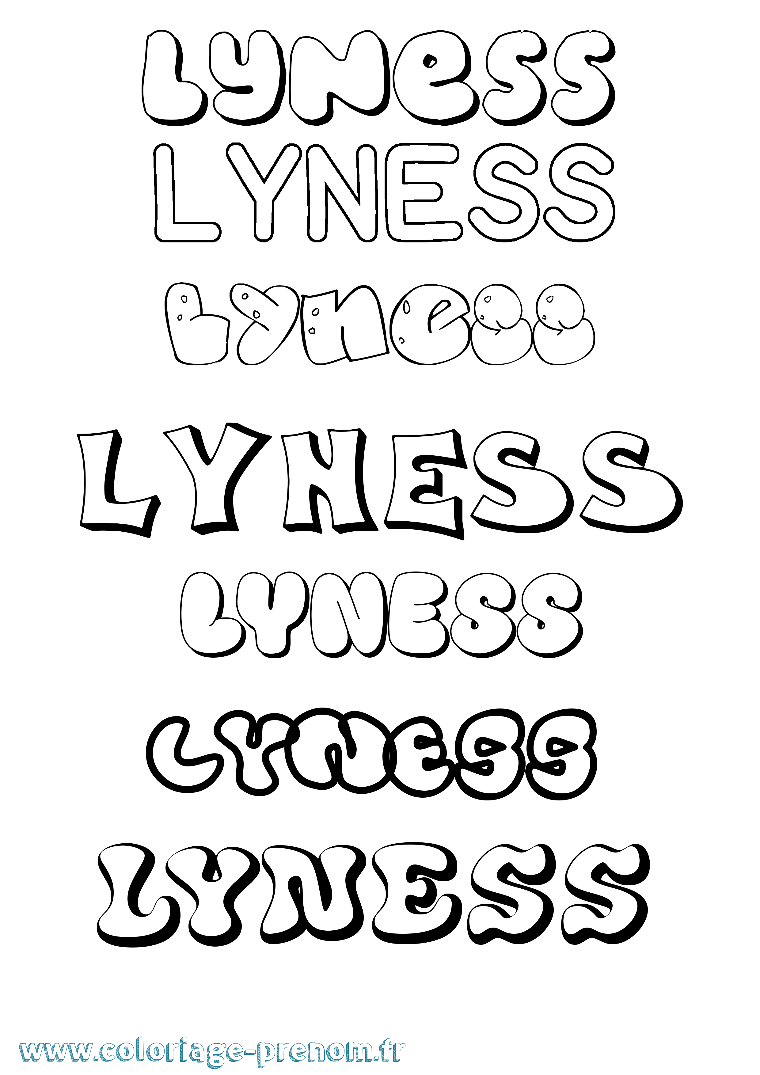 Coloriage Lyness Bubble Coloriage prénom Lyness Bubble