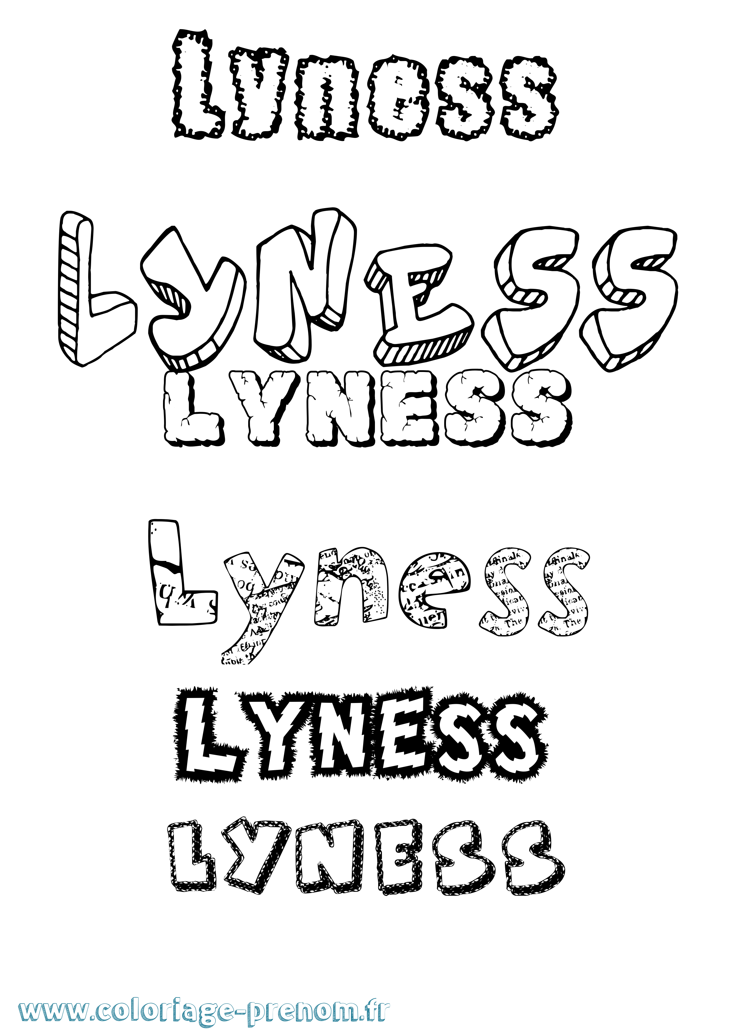 Coloriage Lyness Destructuré Coloriage prénom Lyness Destructuré