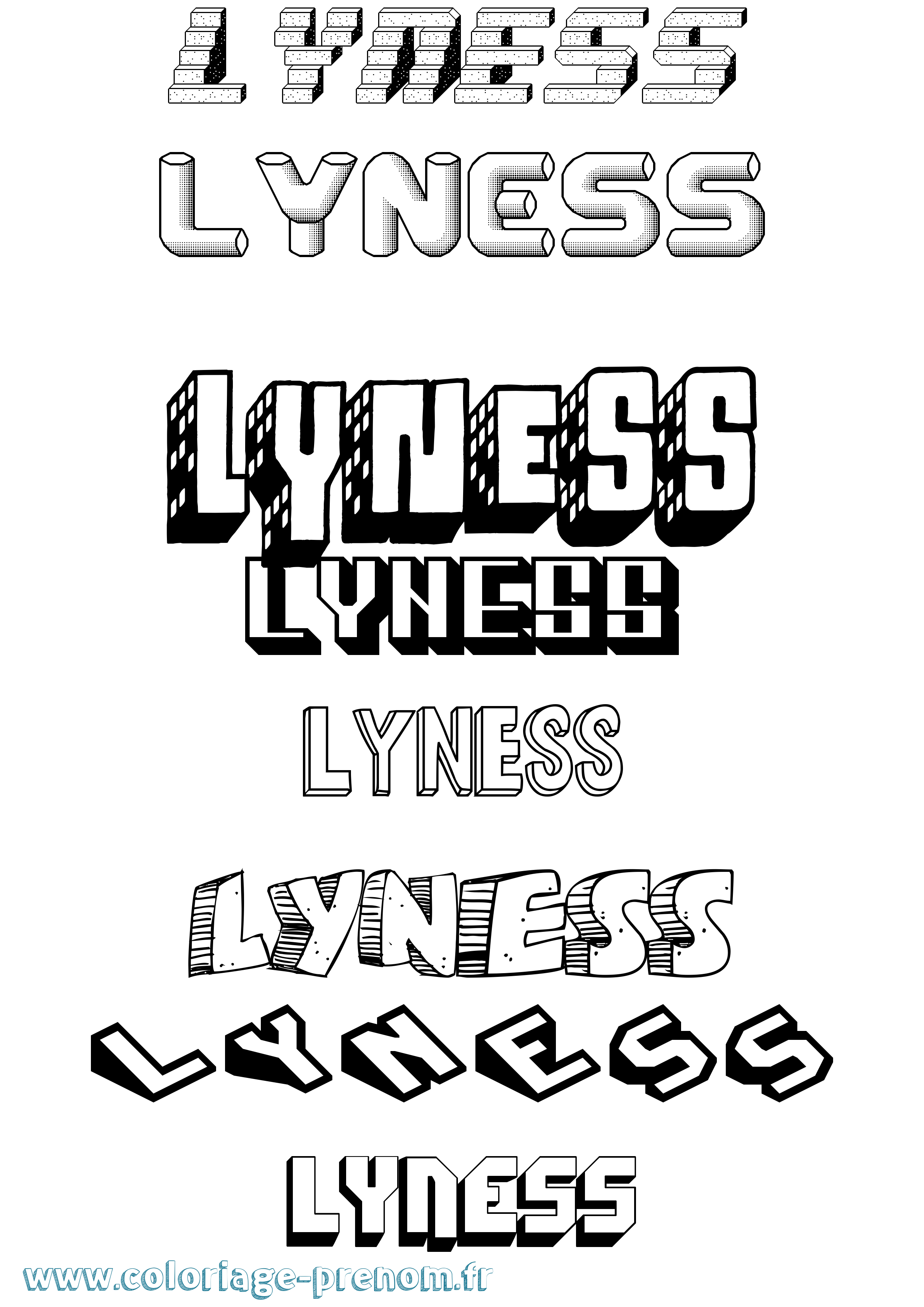 Coloriage Lyness Effet 3D Coloriage prénom Lyness Effet 3D