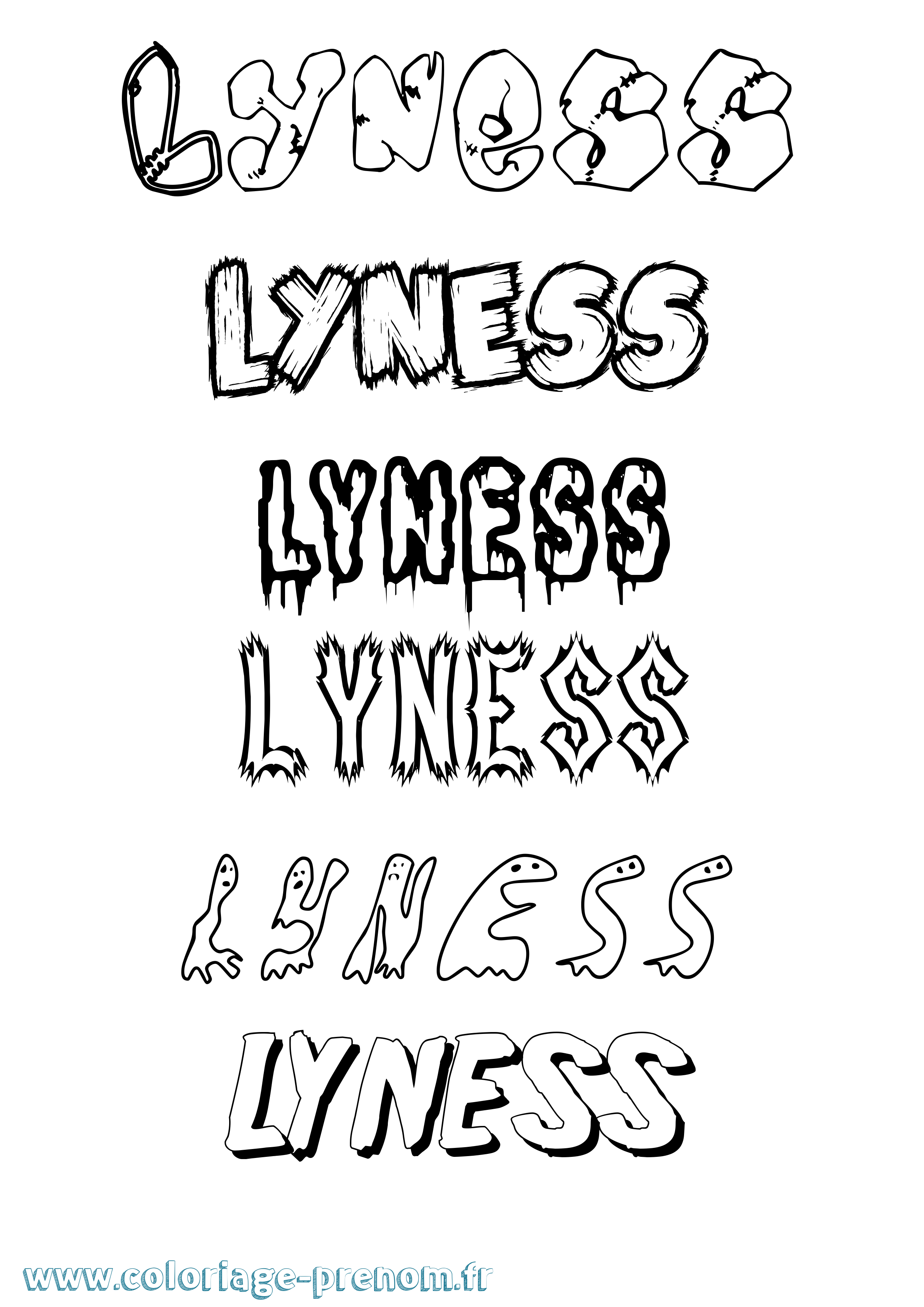Coloriage Lyness Frisson Coloriage prénom Lyness Frisson