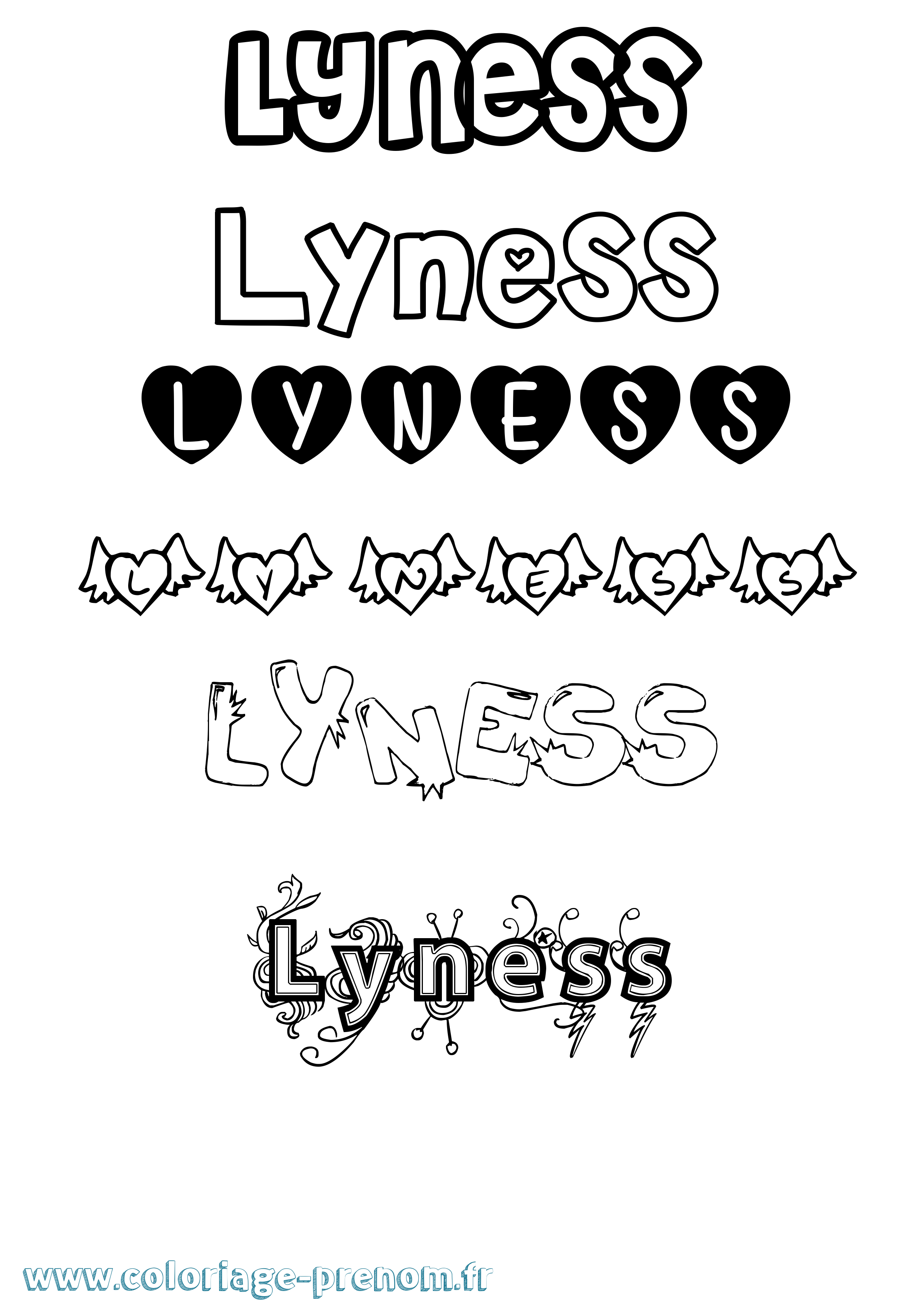 Coloriage Lyness Girly Coloriage prénom Lyness Girly