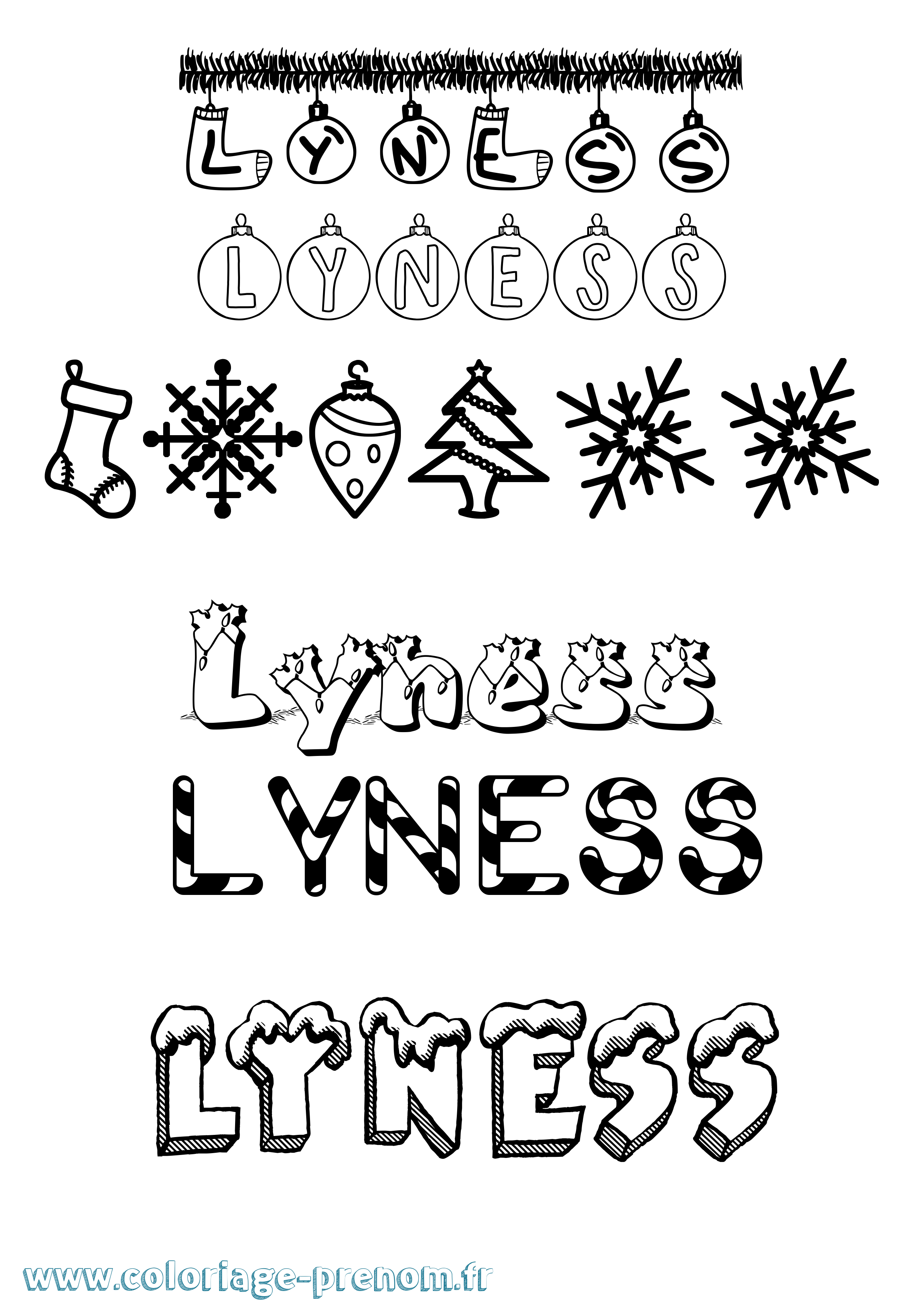 Coloriage Lyness Noël Coloriage prénom Lyness Noël