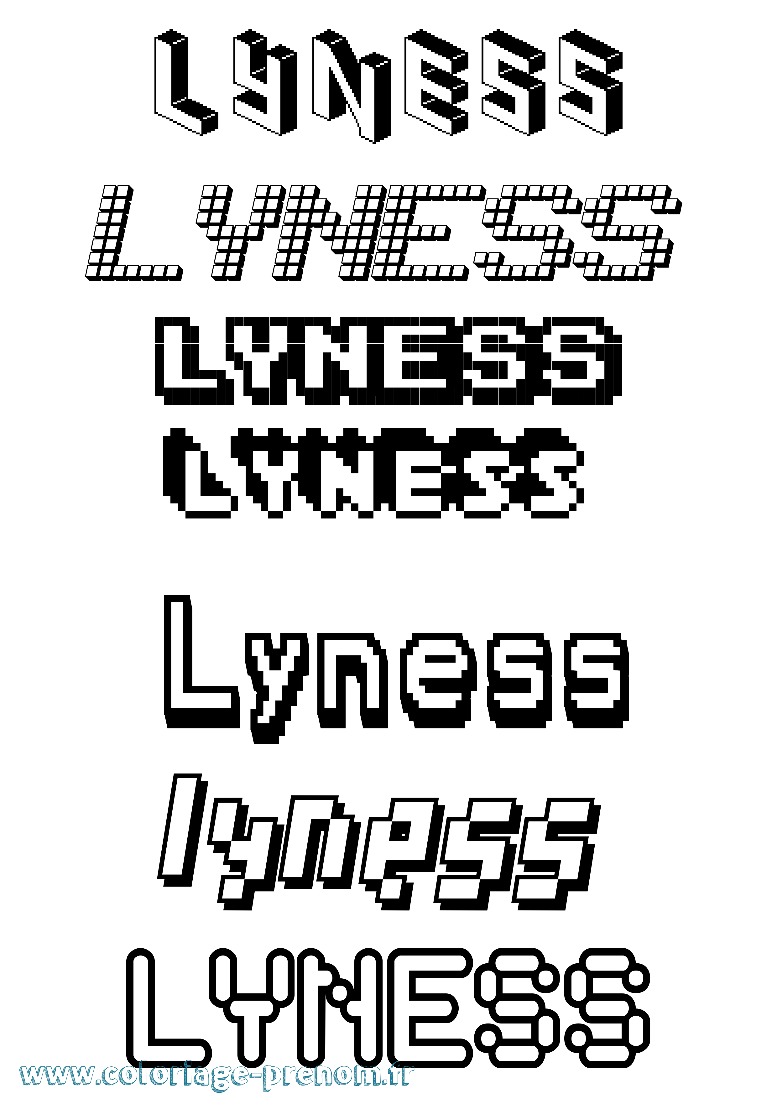 Coloriage Lyness Pixel Coloriage prénom Lyness Pixel
