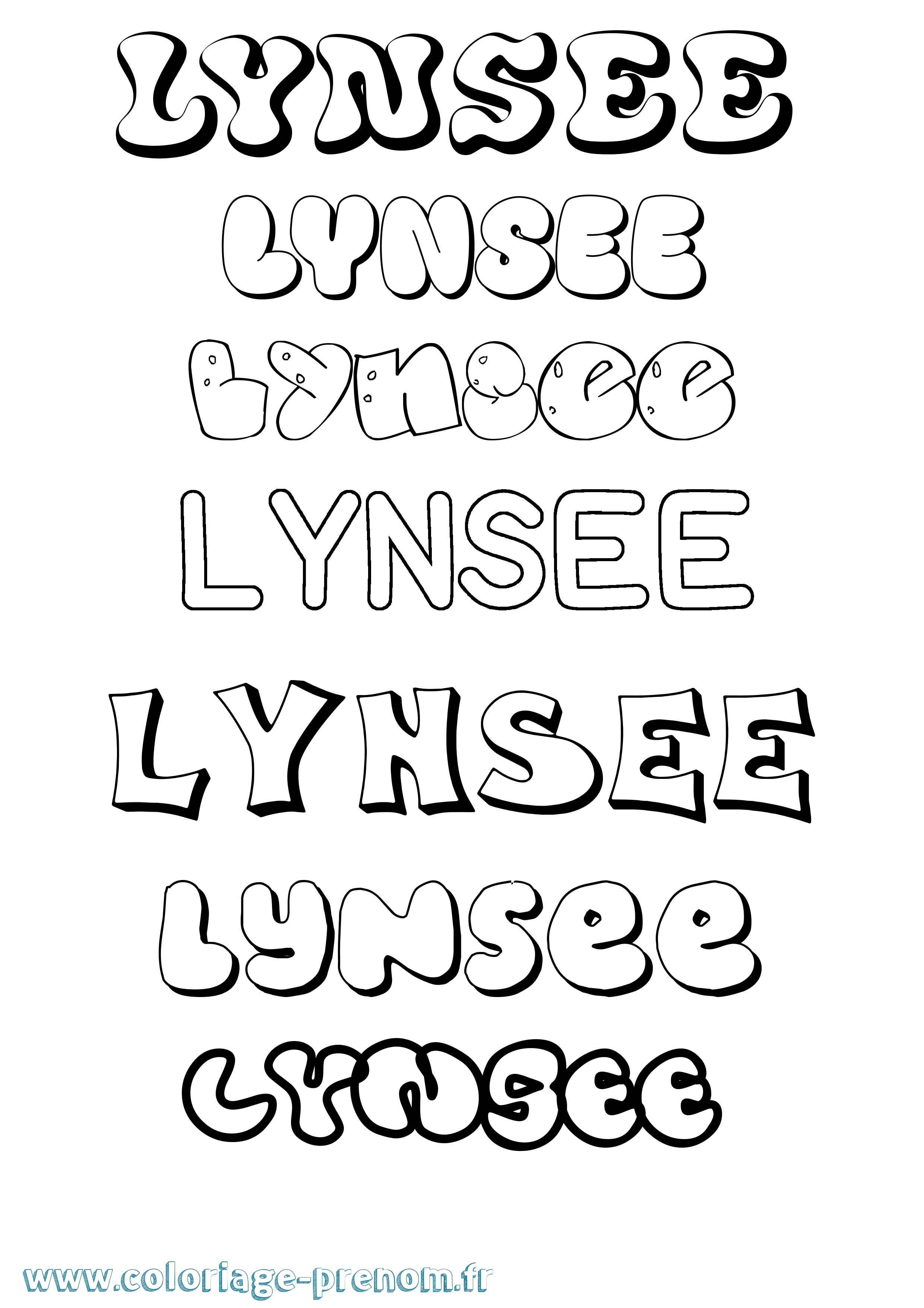 Coloriage Lynsee Bubble Coloriage prénom Lynsee Bubble