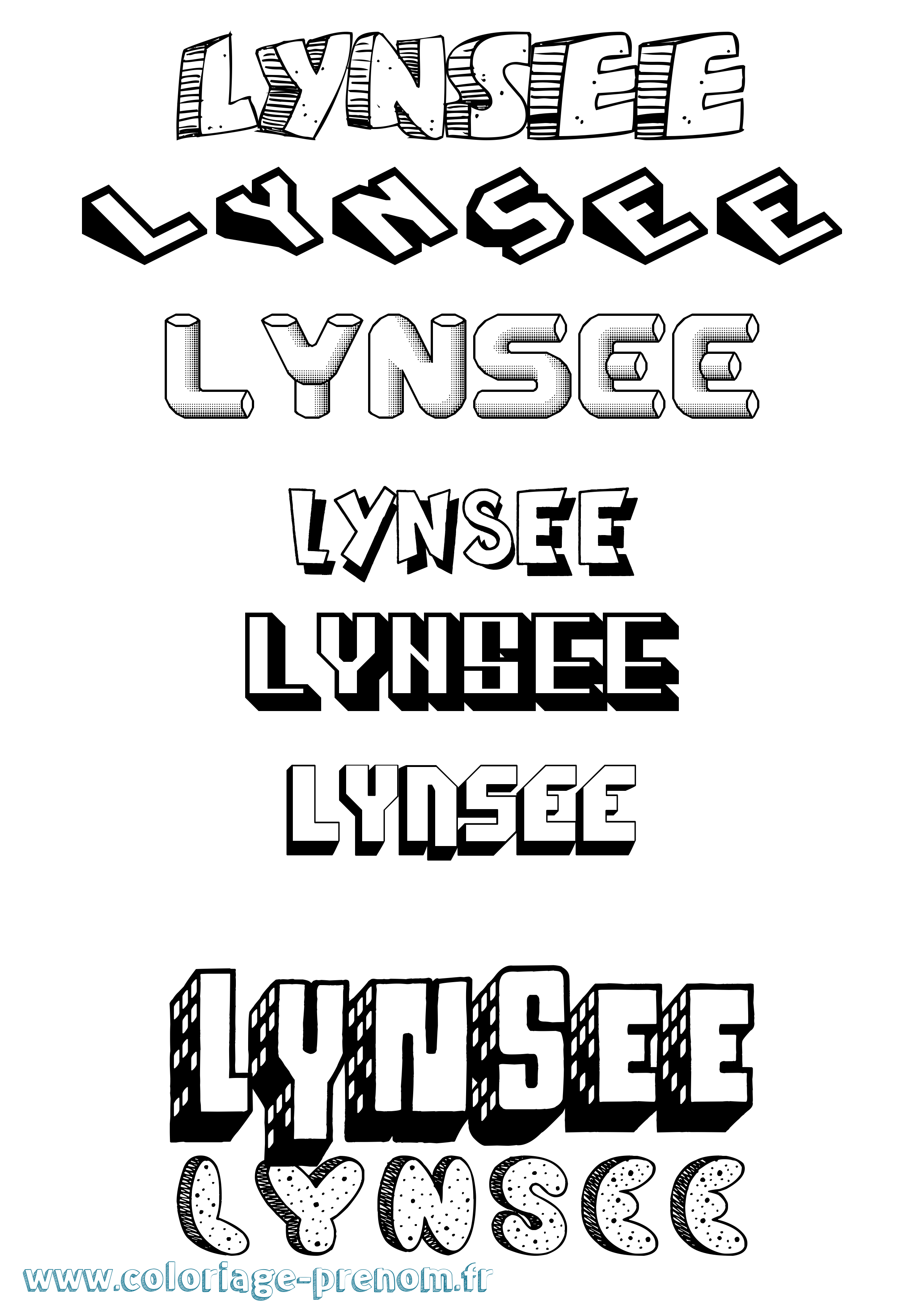 Coloriage Lynsee Effet 3D Coloriage prénom Lynsee Effet 3D