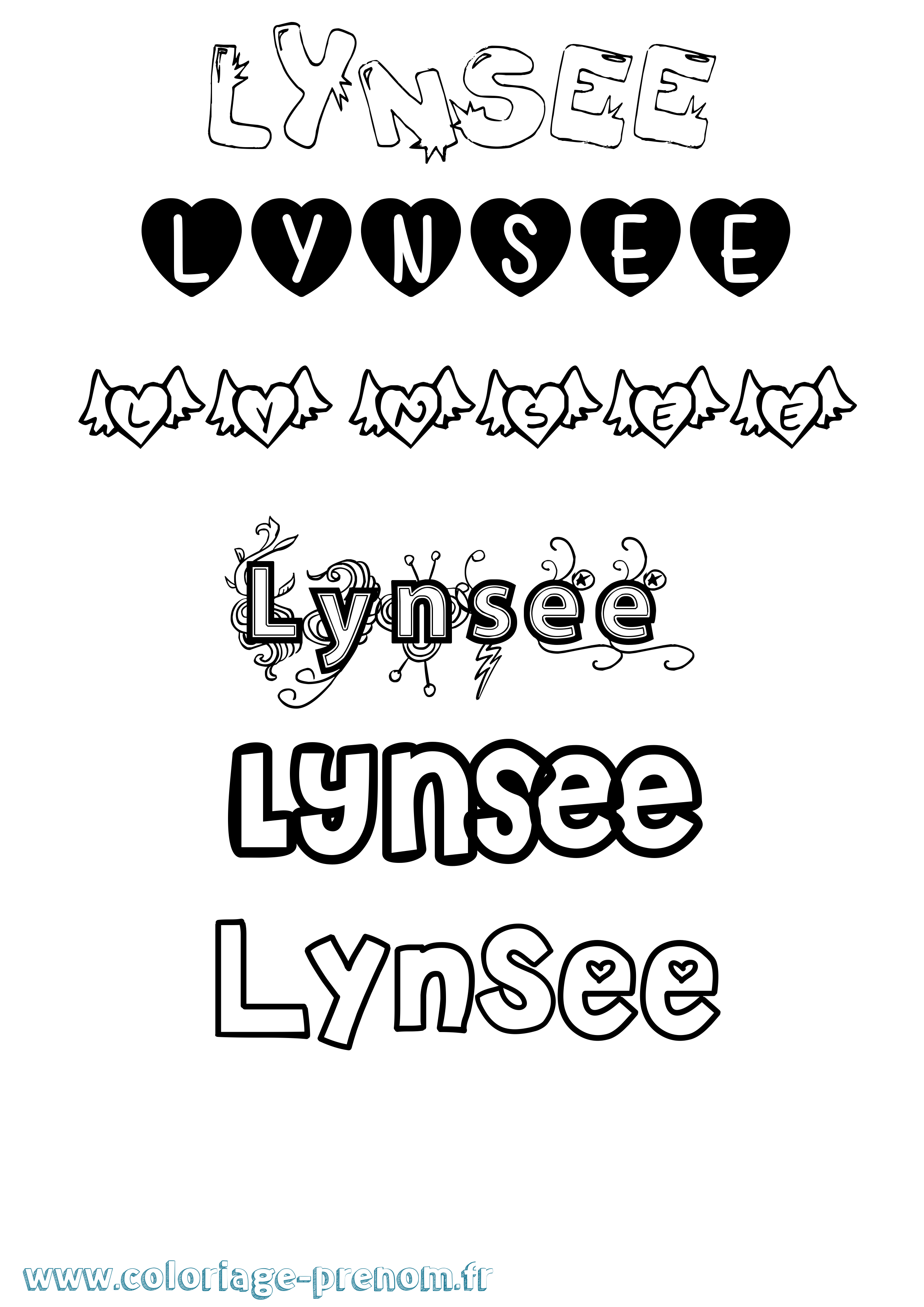 Coloriage Lynsee Girly Coloriage prénom Lynsee Girly