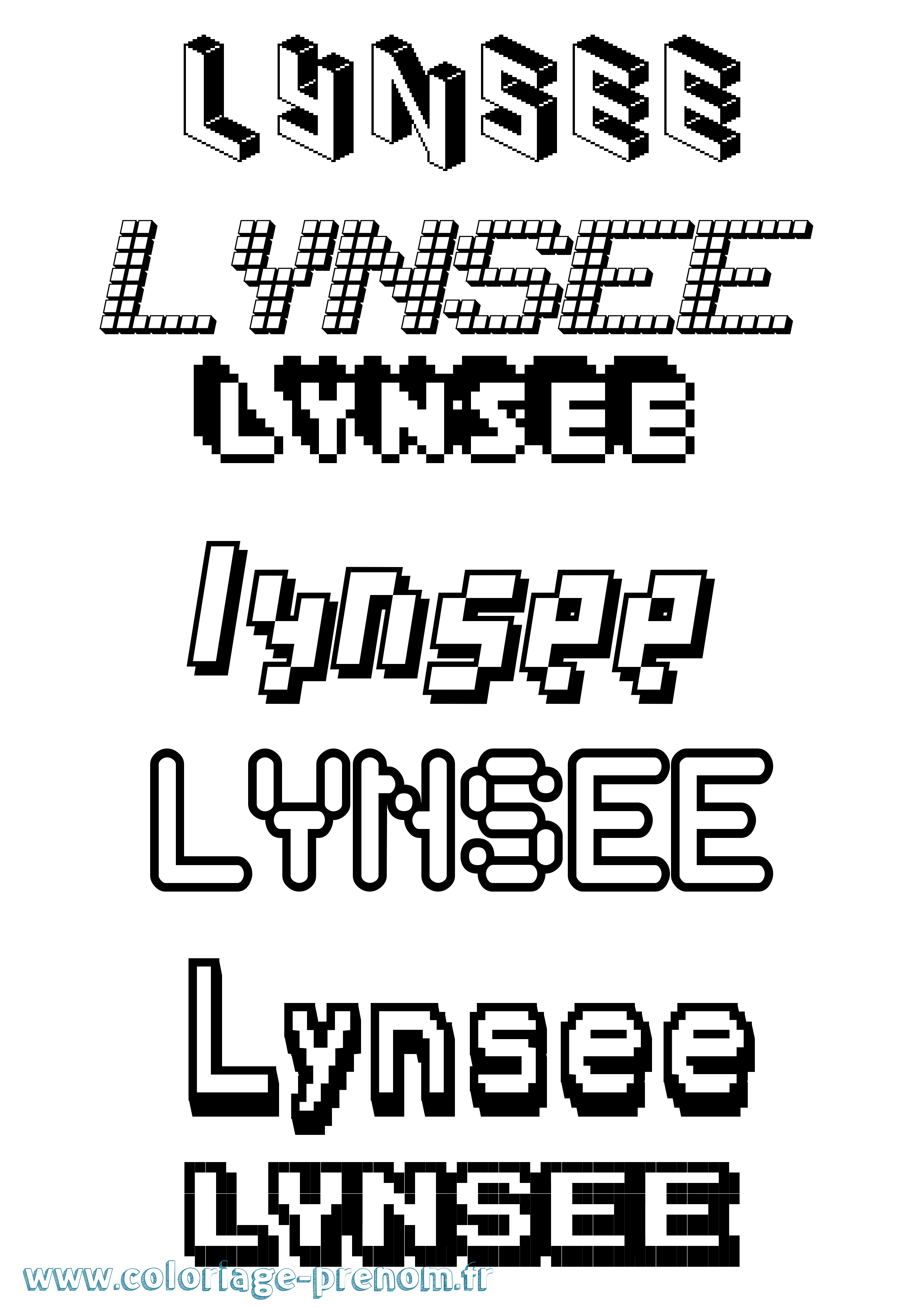 Coloriage Lynsee Pixel Coloriage prénom Lynsee Pixel