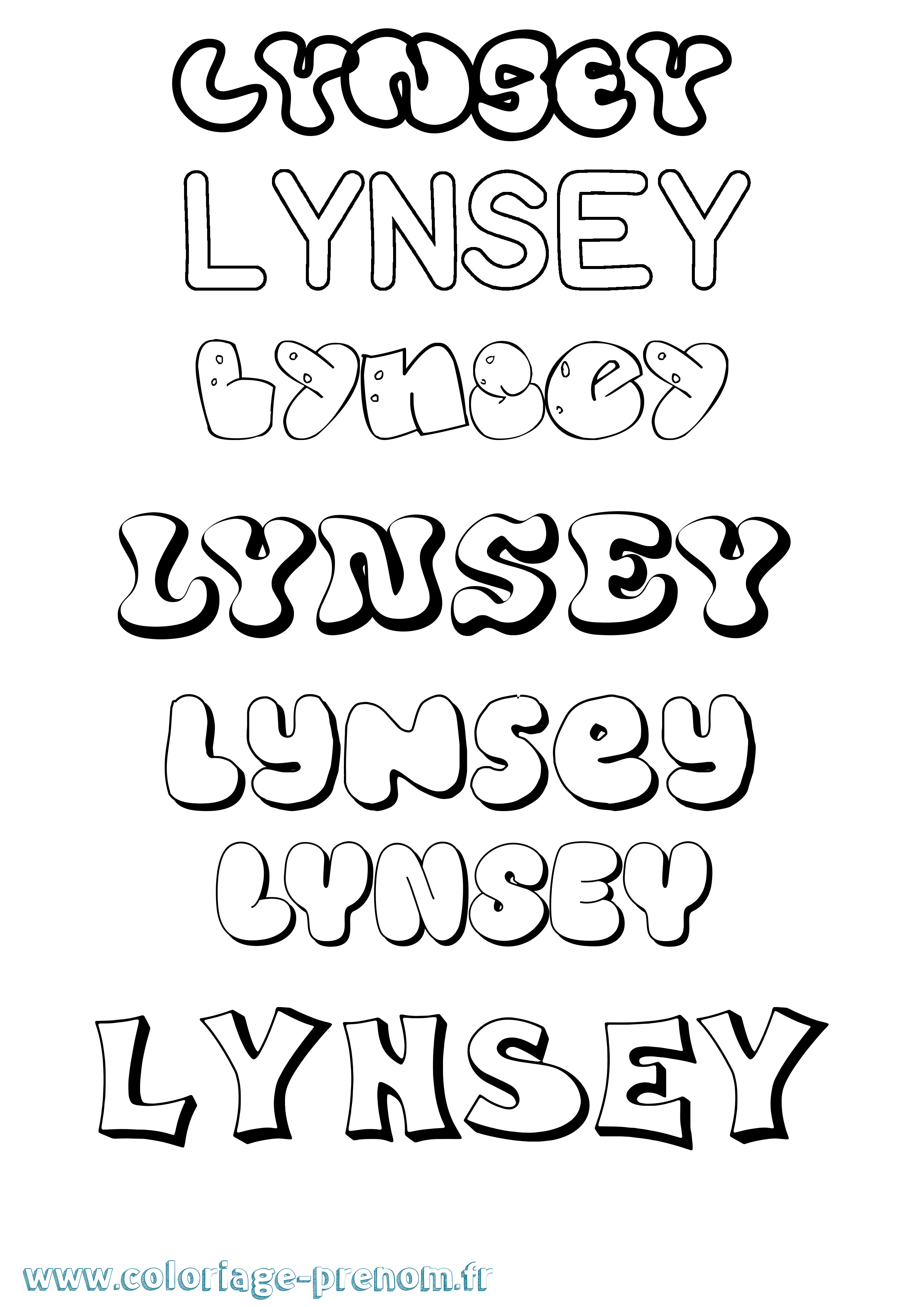 Coloriage Lynsey Bubble Coloriage prénom Lynsey Bubble