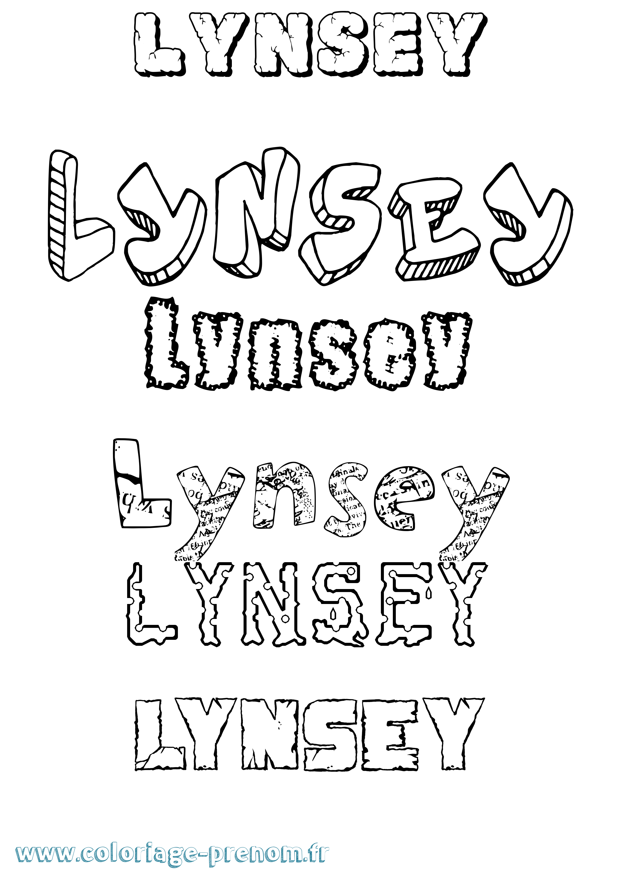 Coloriage Lynsey Destructuré Coloriage prénom Lynsey Destructuré