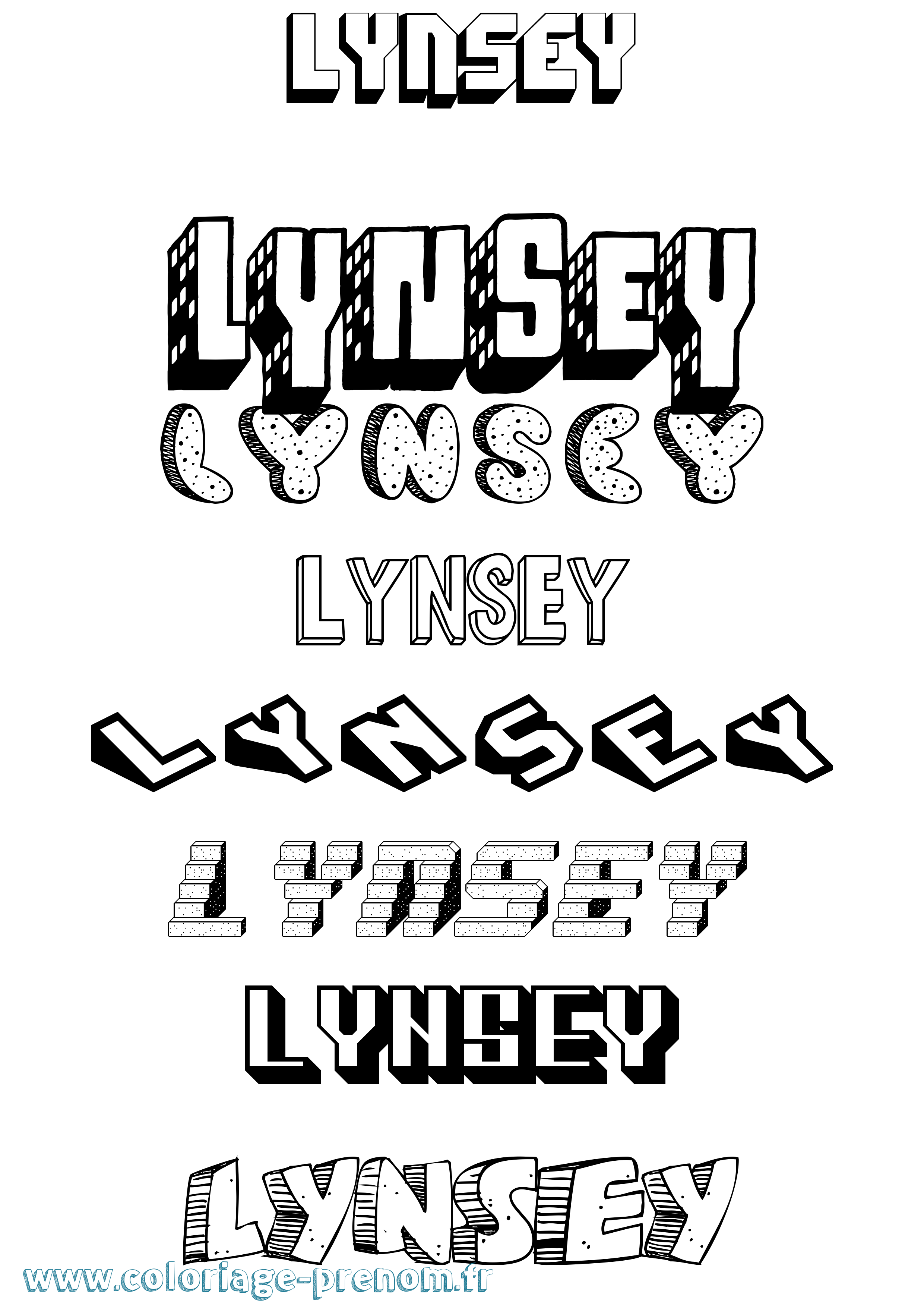 Coloriage Lynsey Effet 3D Coloriage prénom Lynsey Effet 3D