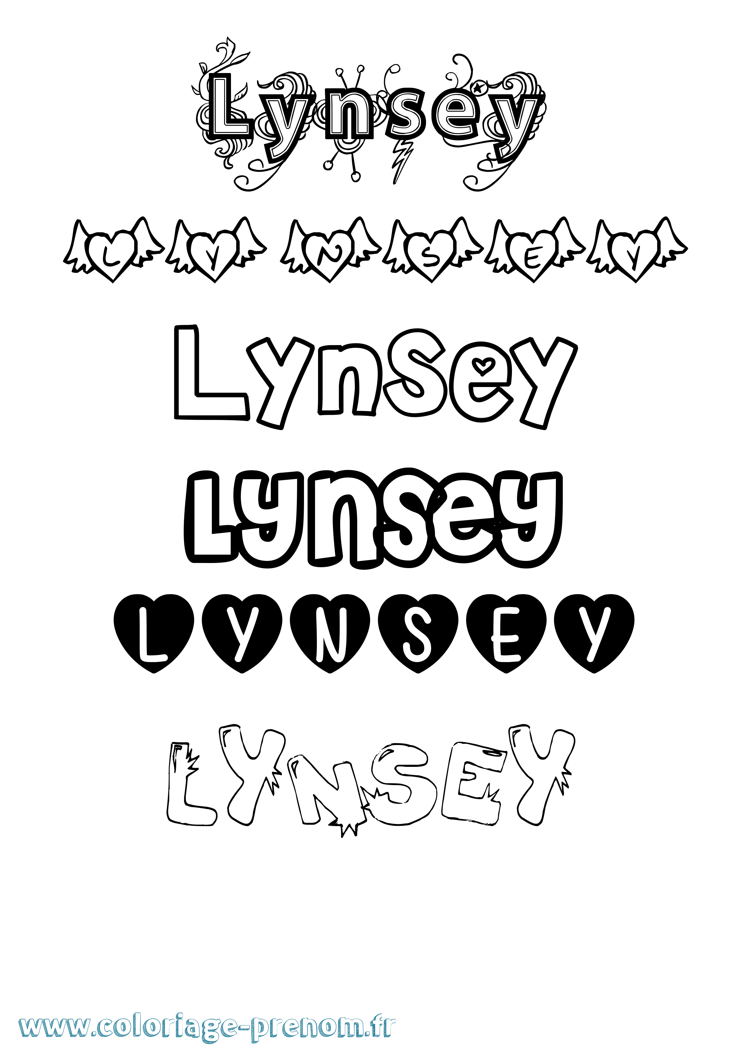 Coloriage Lynsey Girly Coloriage prénom Lynsey Girly