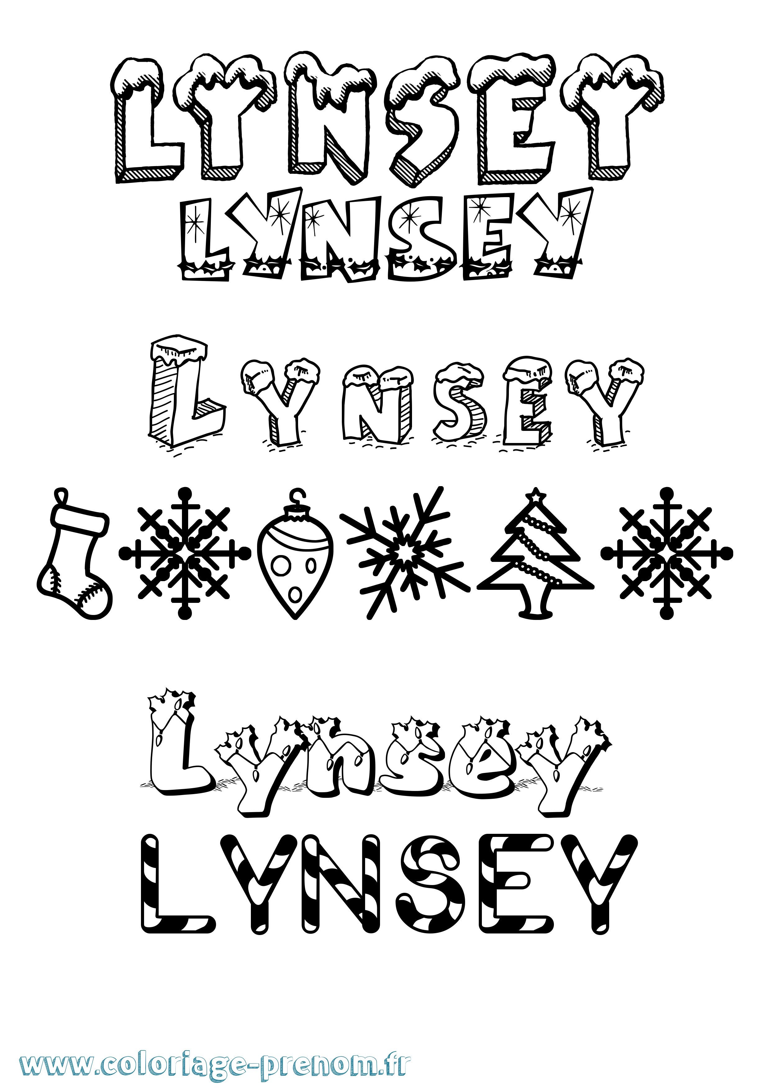 Coloriage Lynsey Noël Coloriage prénom Lynsey Noël