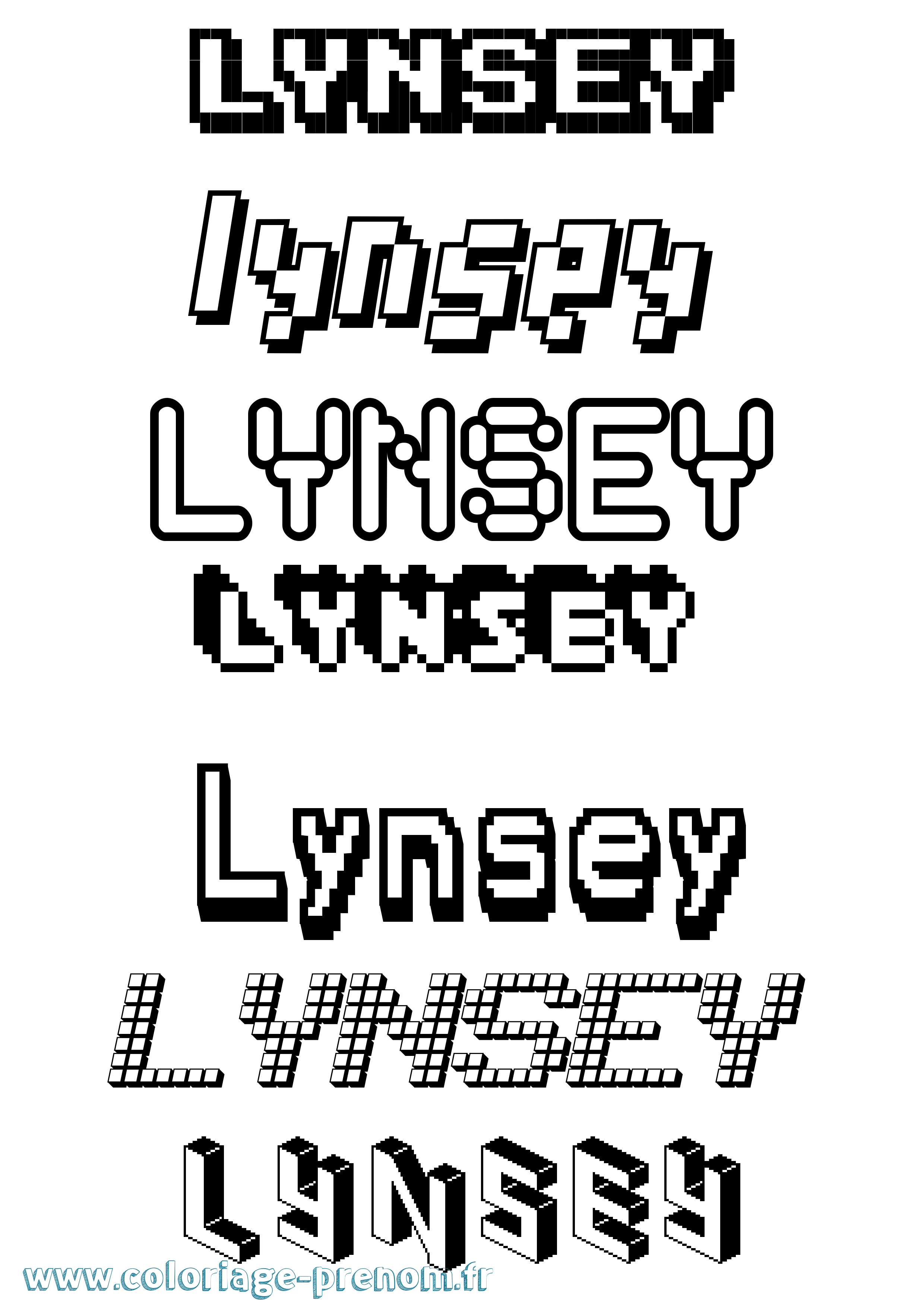Coloriage Lynsey Pixel Coloriage prénom Lynsey Pixel