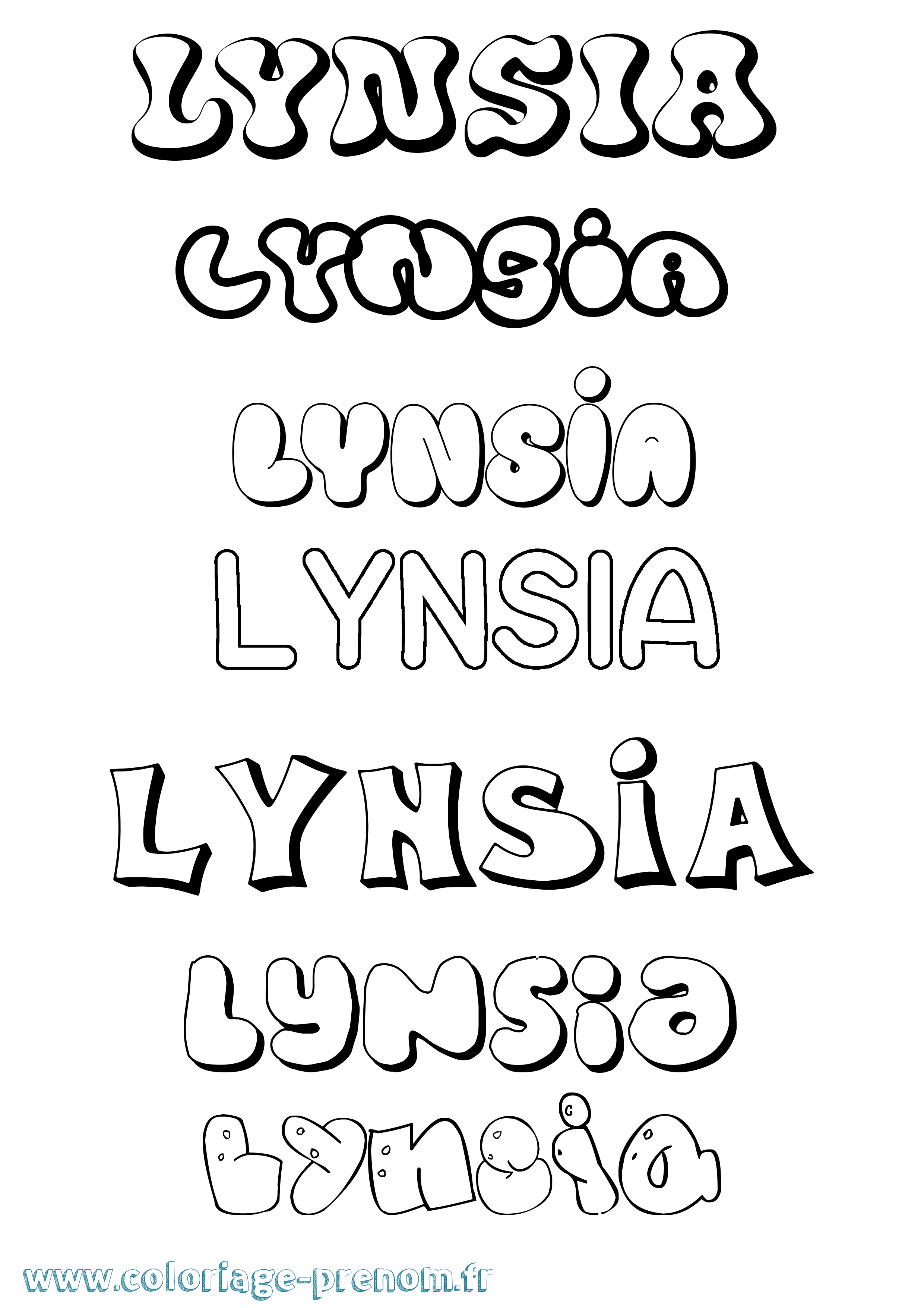 Coloriage Lynsia Bubble Coloriage prénom Lynsia Bubble