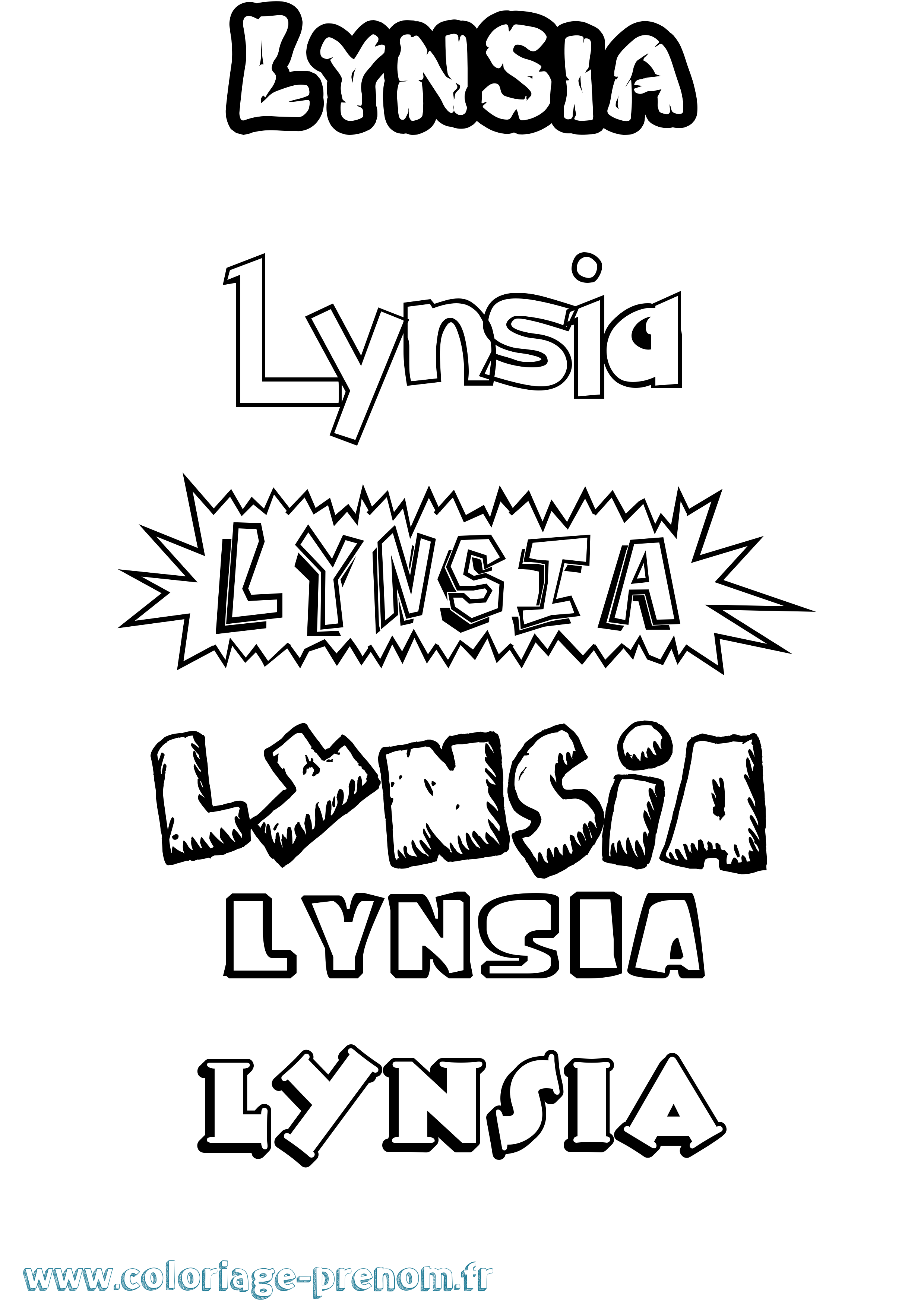 Coloriage Lynsia Dessin Animé Coloriage prénom Lynsia Dessin Animé