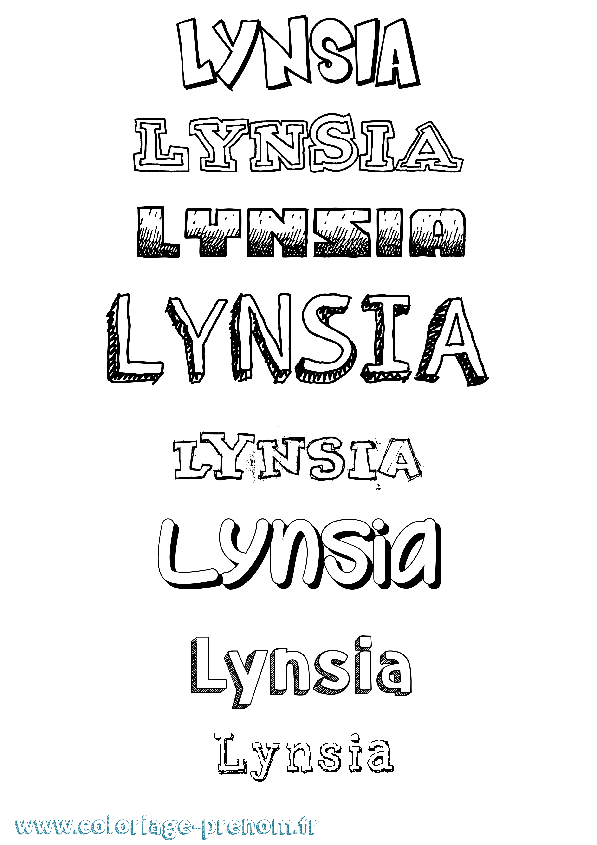Coloriage Lynsia Dessiné Coloriage prénom Lynsia Dessiné