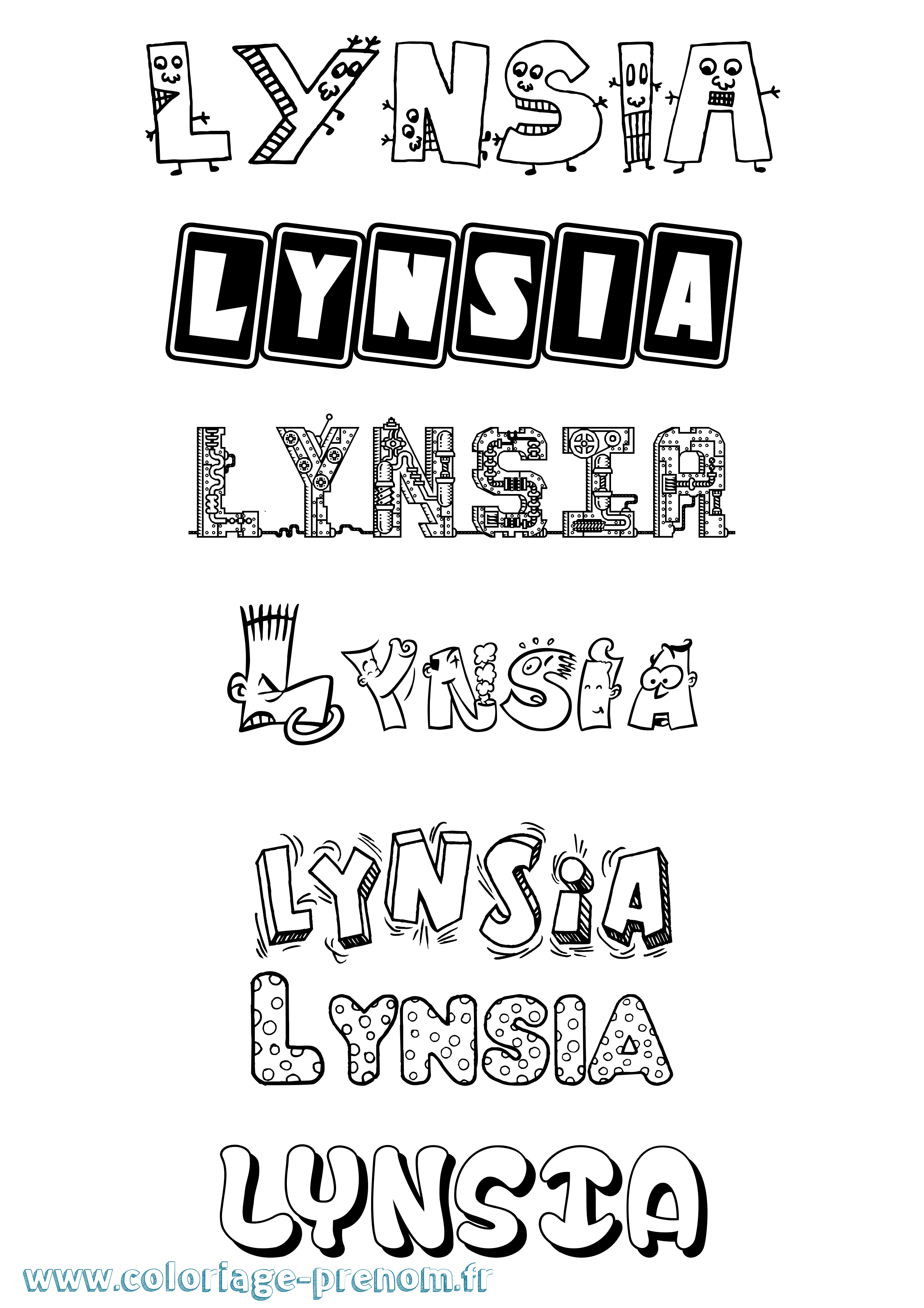 Coloriage Lynsia Fun Coloriage prénom Lynsia Fun