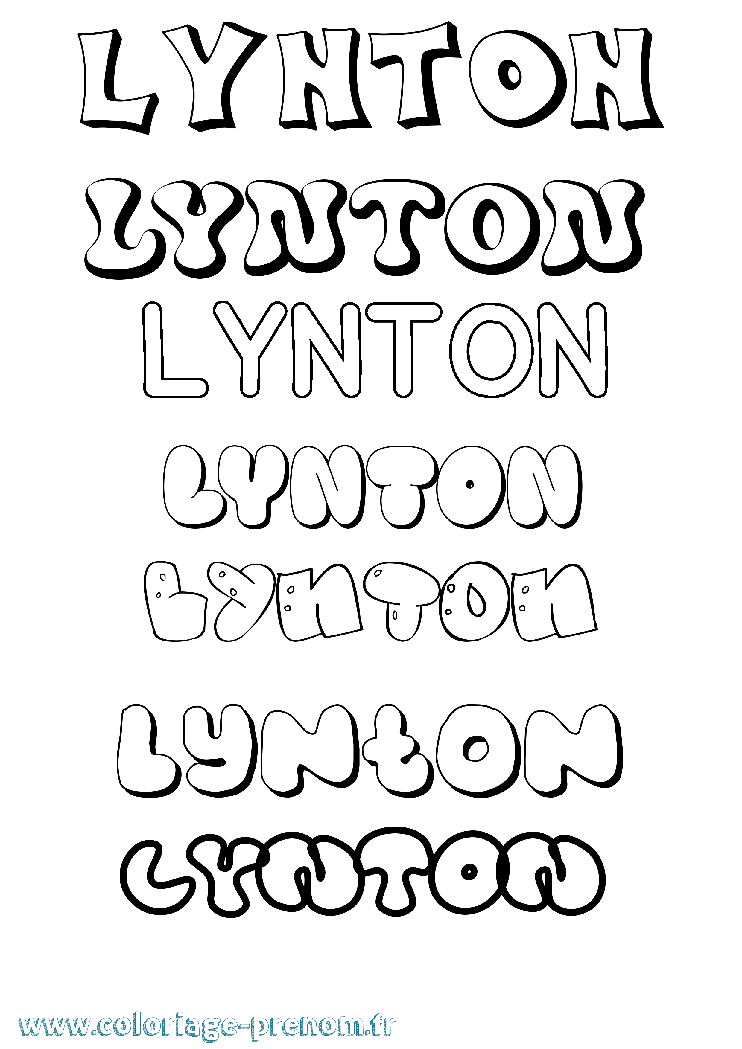 Coloriage Lynton Bubble Coloriage prénom Lynton Bubble
