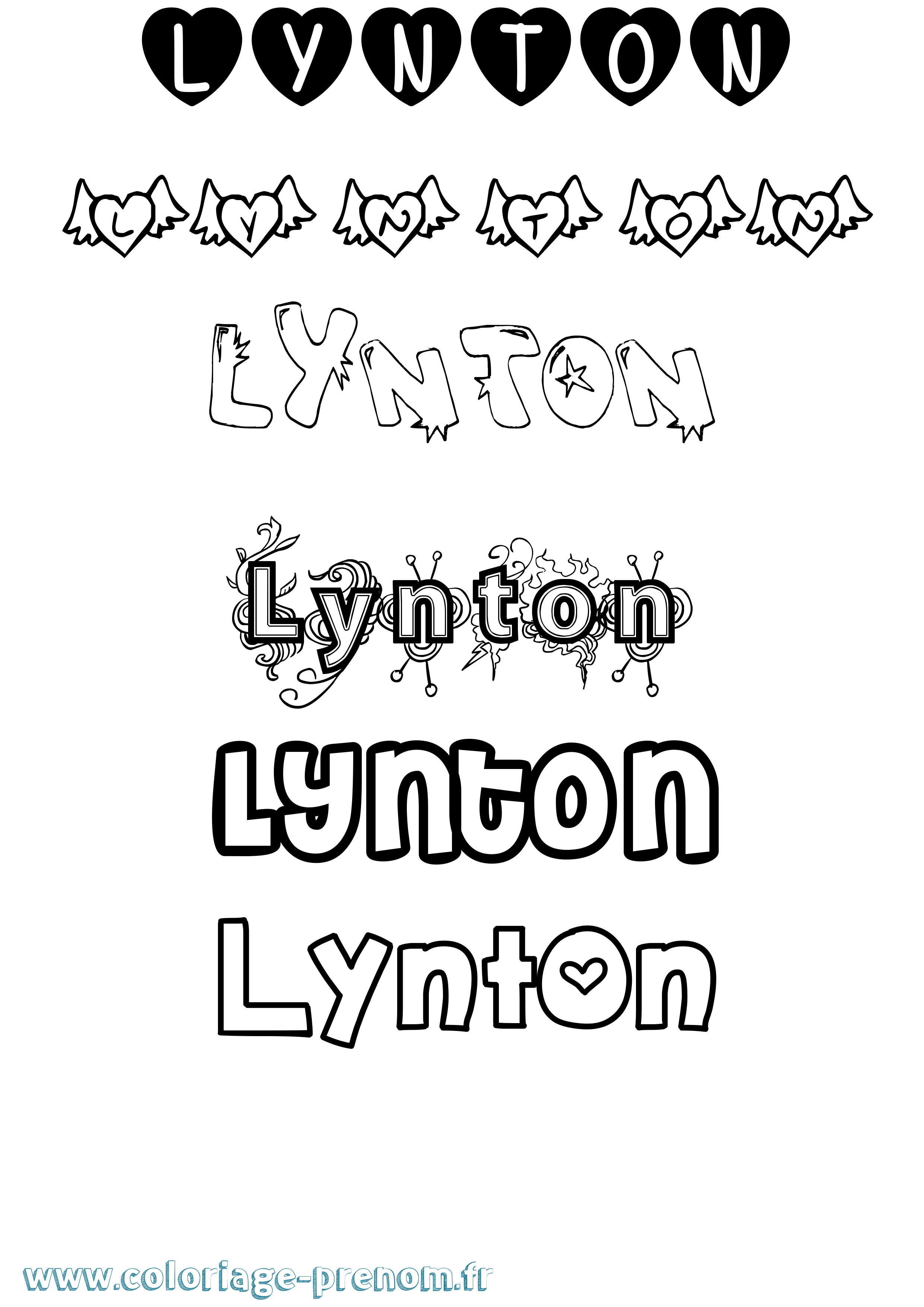 Coloriage Lynton Girly Coloriage prénom Lynton Girly