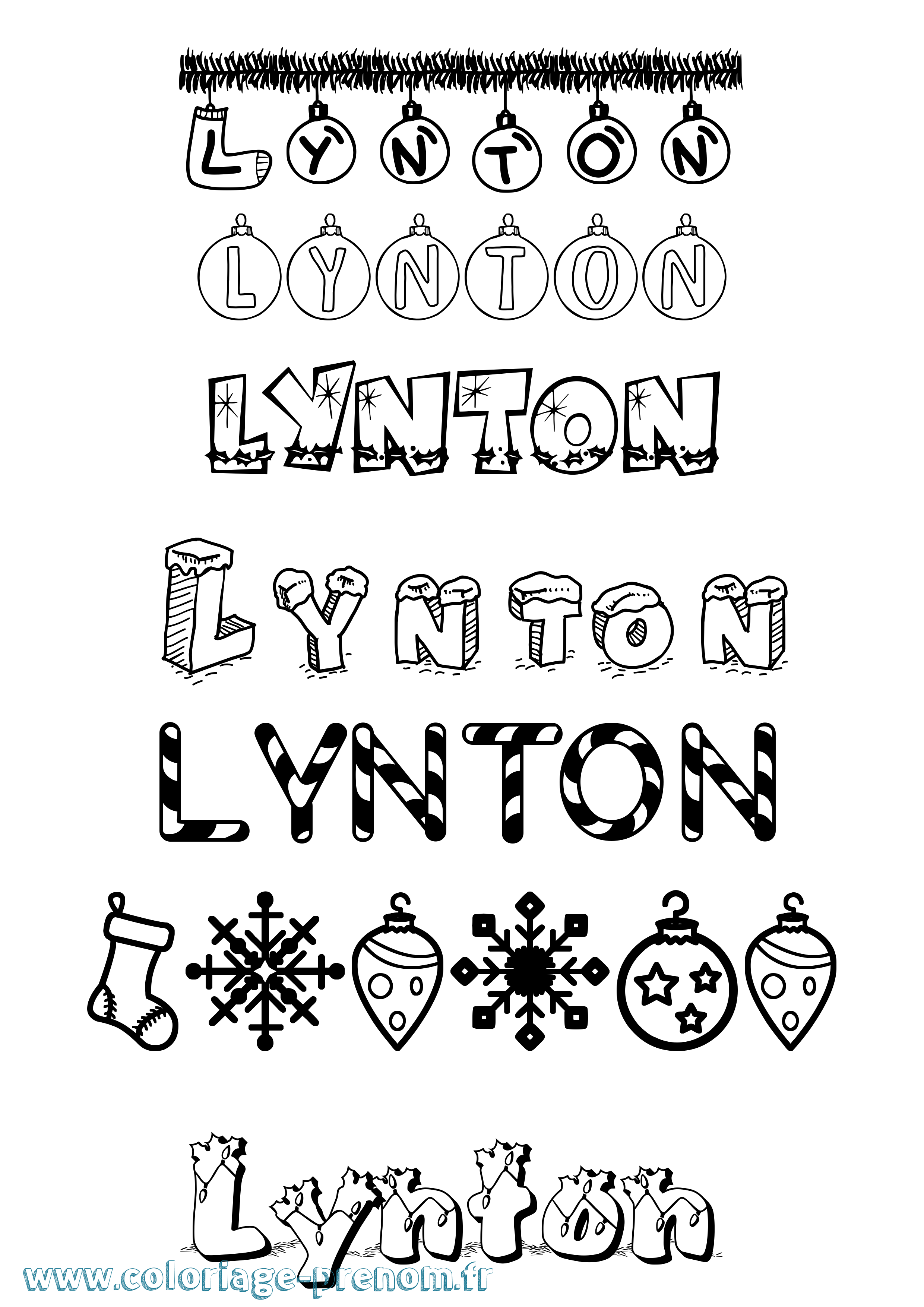 Coloriage Lynton Noël Coloriage prénom Lynton Noël