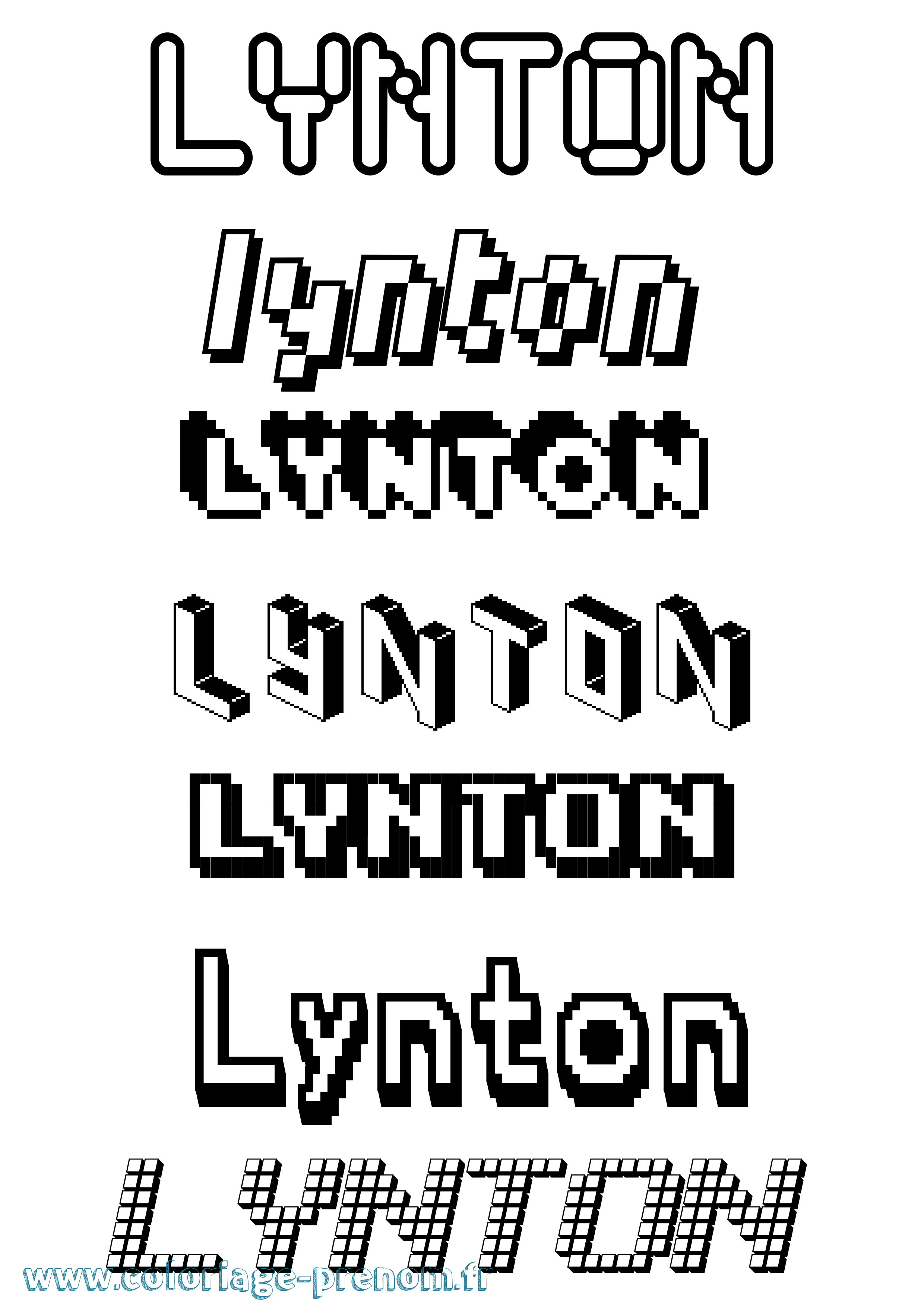 Coloriage Lynton Pixel Coloriage prénom Lynton Pixel