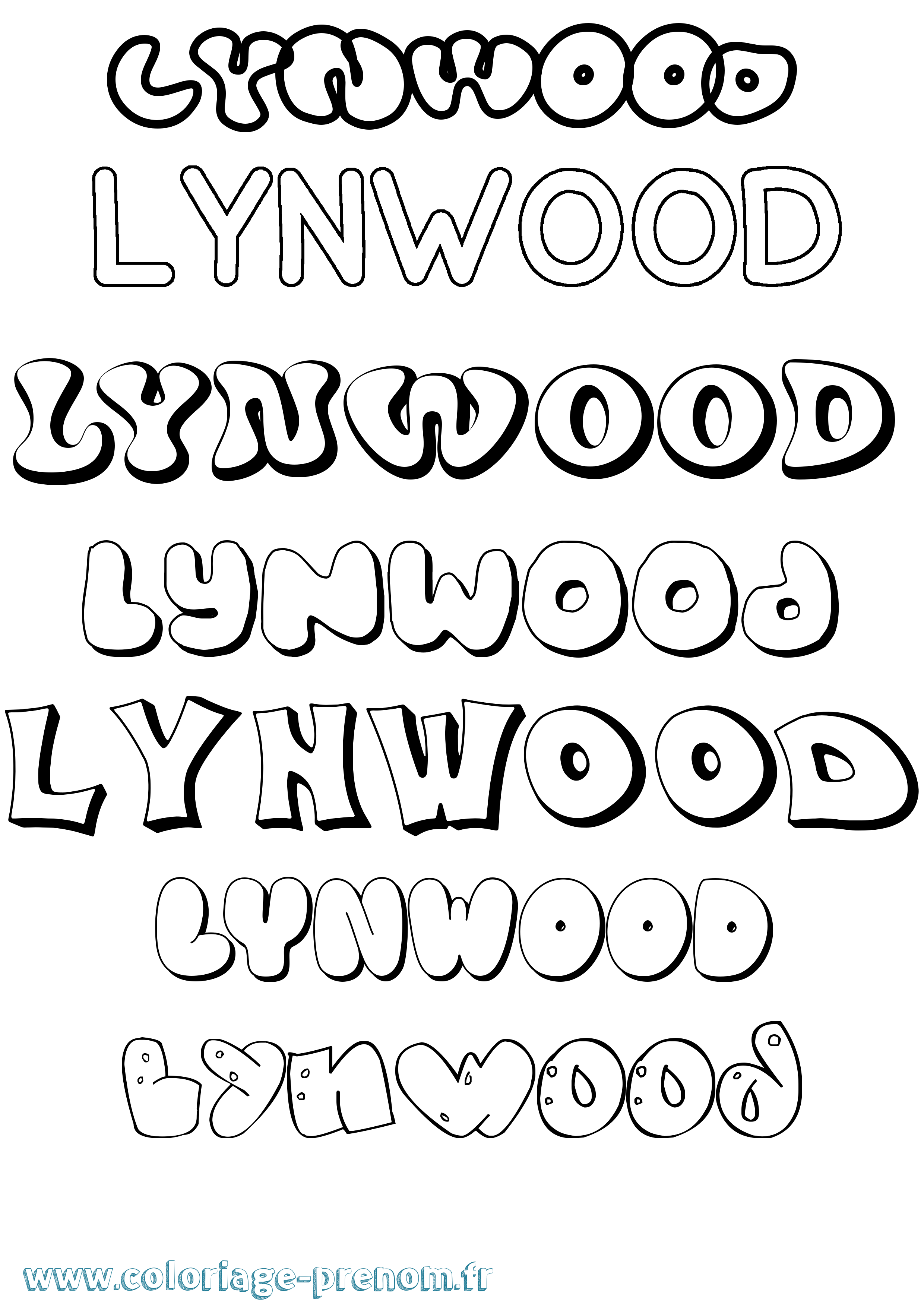 Coloriage Lynwood Bubble Coloriage prénom Lynwood Bubble