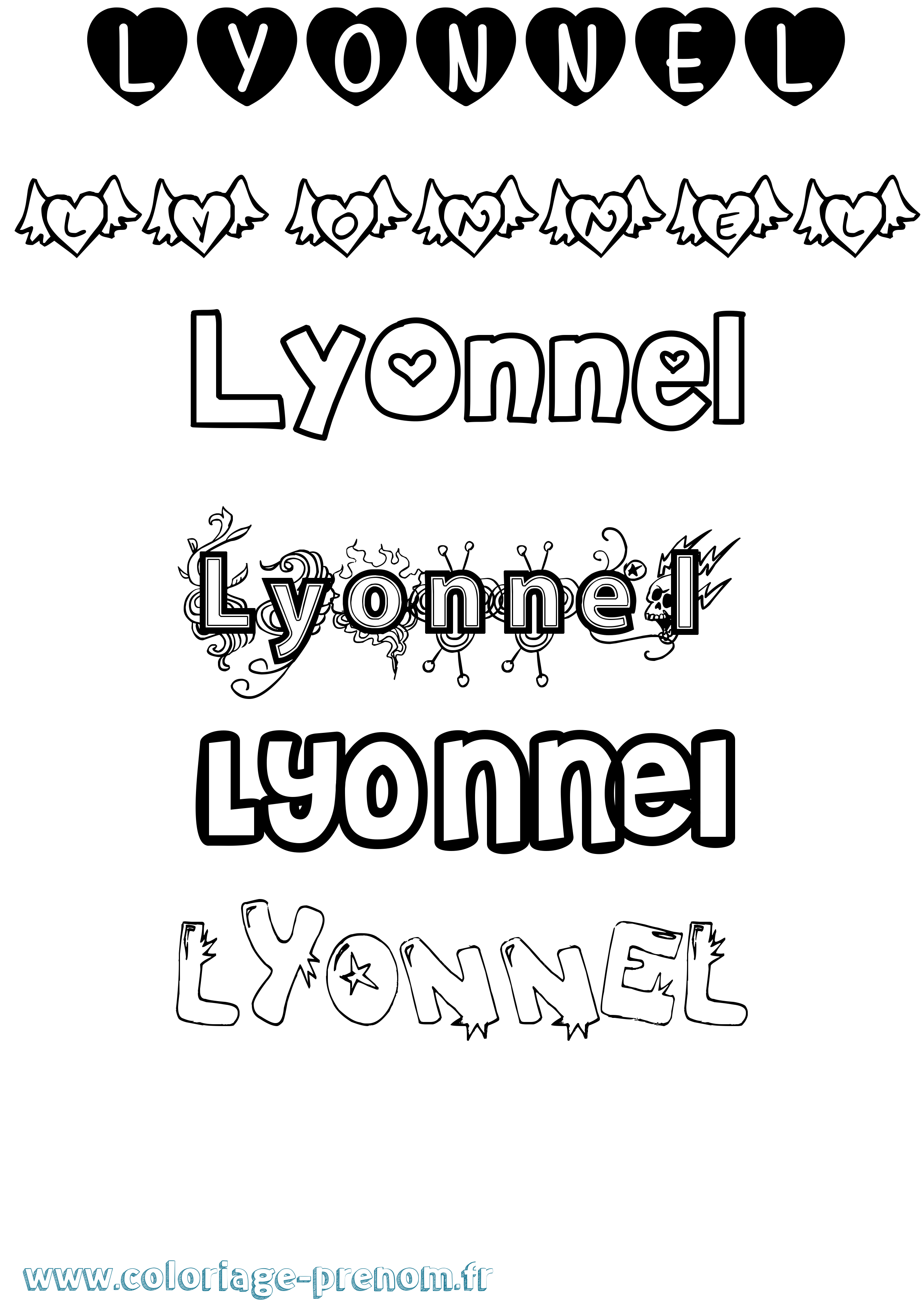 Coloriage Lyonnel Girly Coloriage prénom Lyonnel Girly
