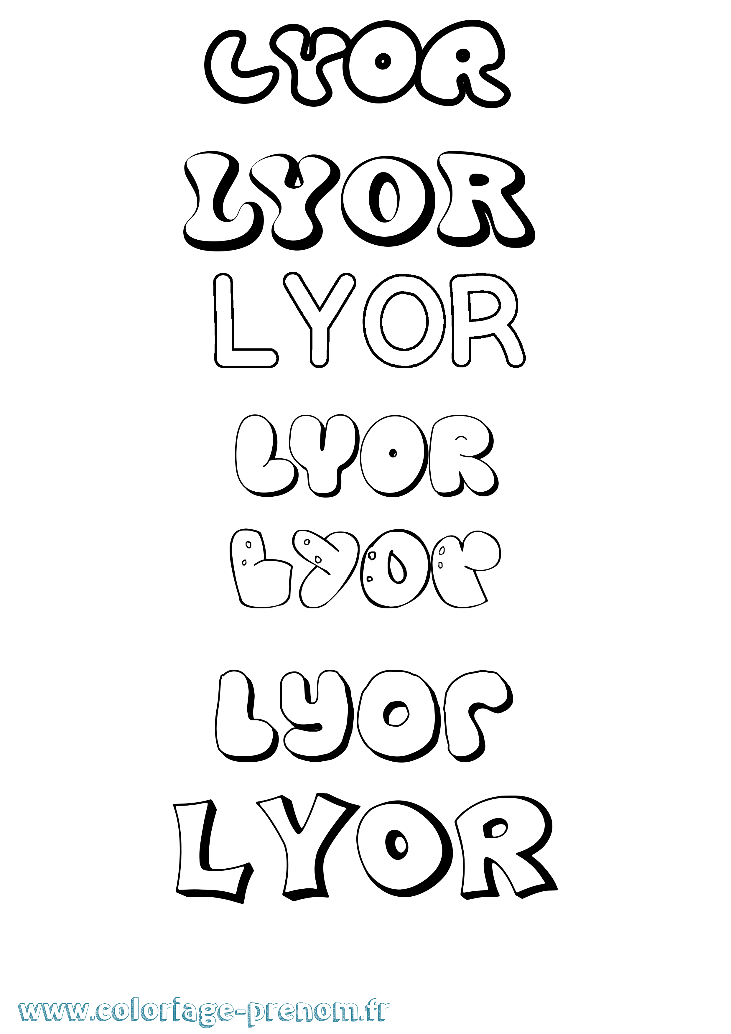 Coloriage Lyor Bubble Coloriage prénom Lyor Bubble