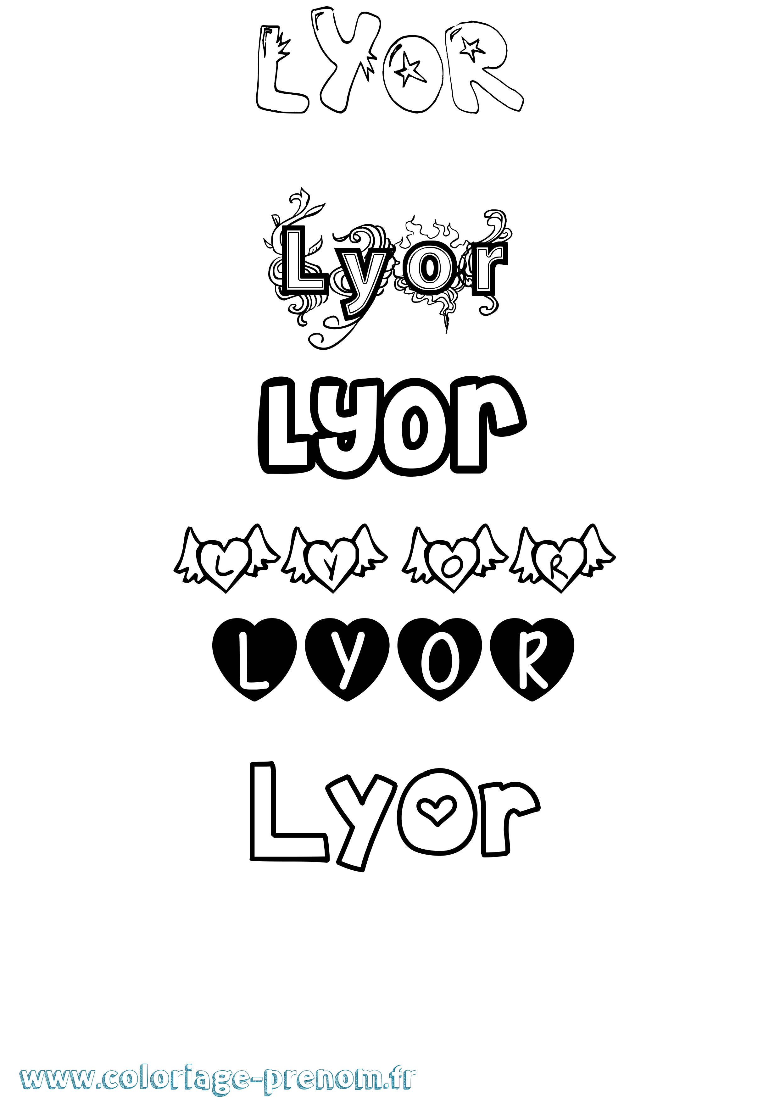 Coloriage Lyor Girly Coloriage prénom Lyor Girly