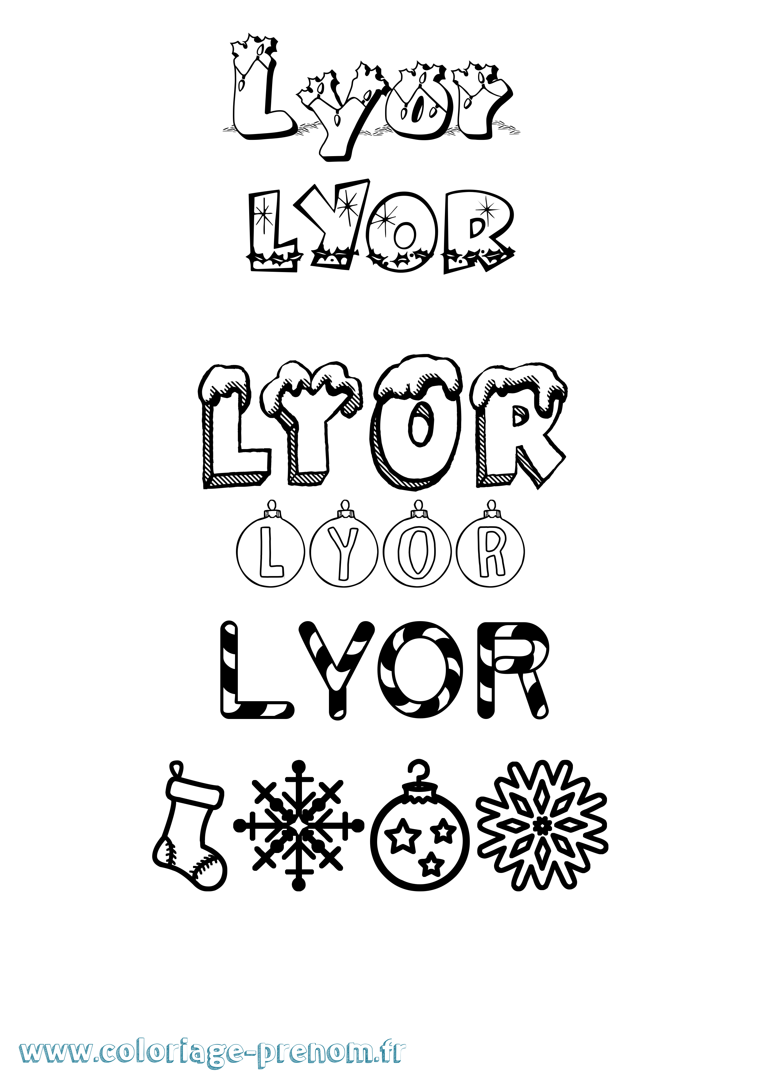 Coloriage Lyor Noël Coloriage prénom Lyor Noël