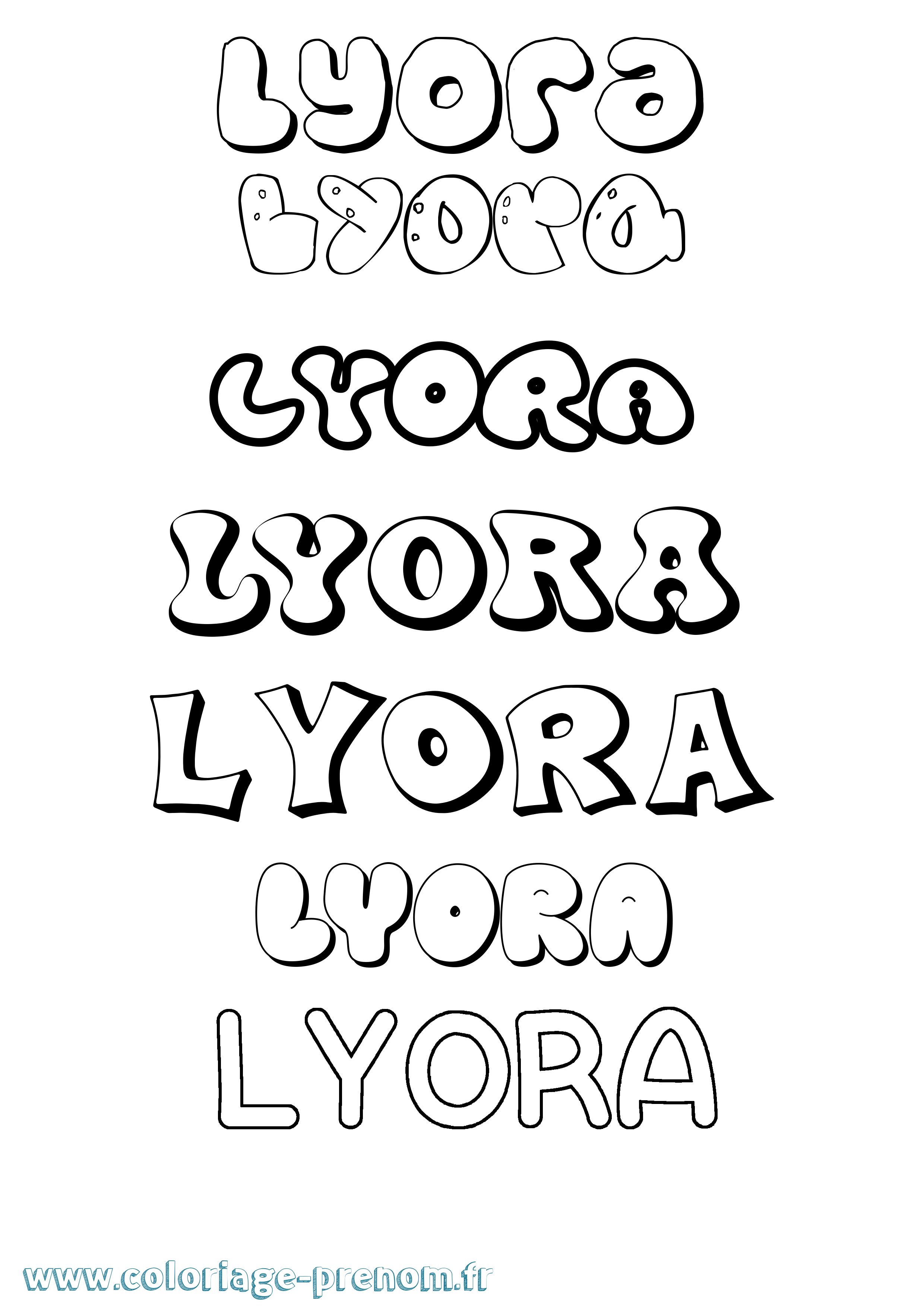 Coloriage Lyora Bubble Coloriage prénom Lyora Bubble