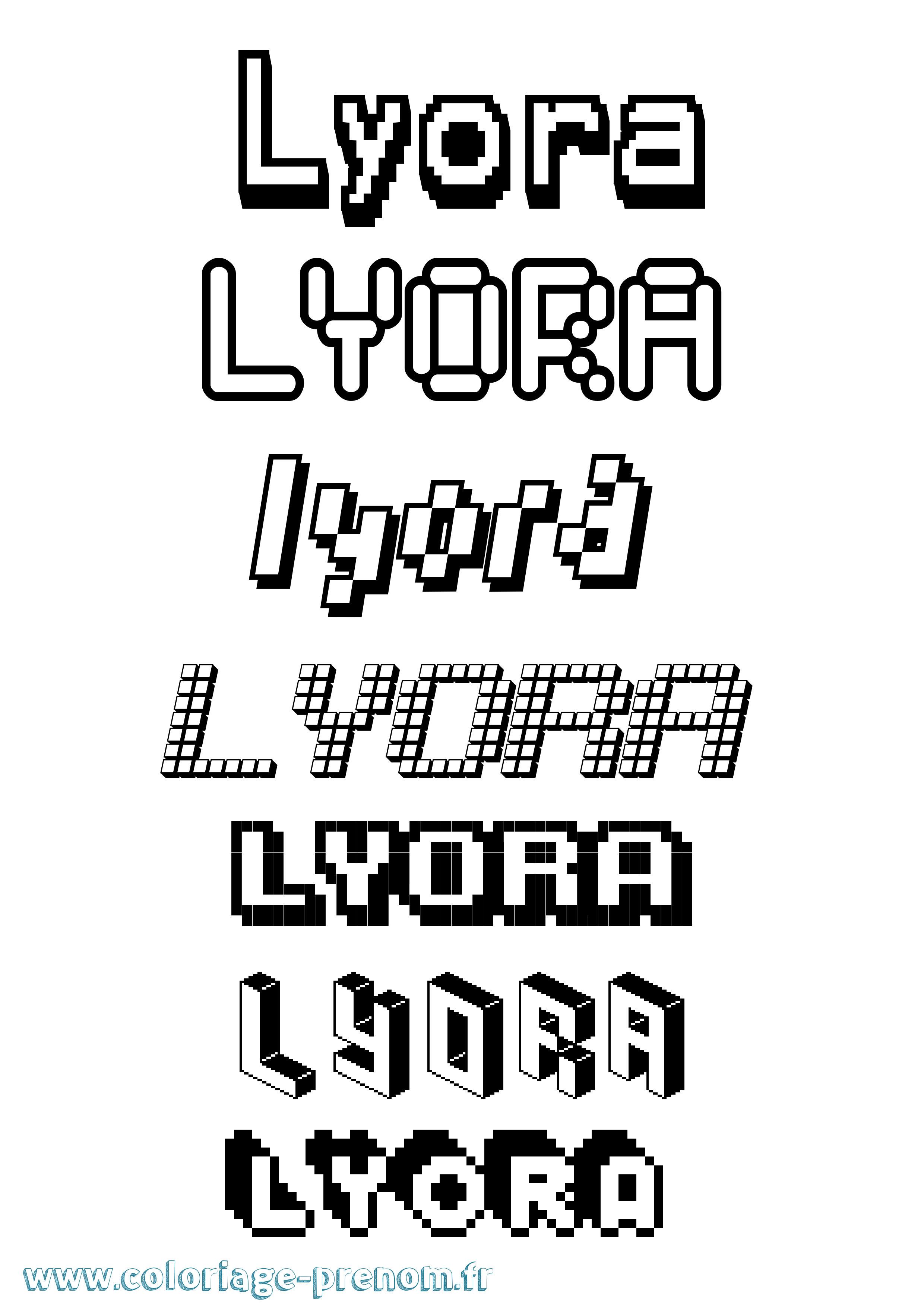 Coloriage Lyora Pixel Coloriage prénom Lyora Pixel