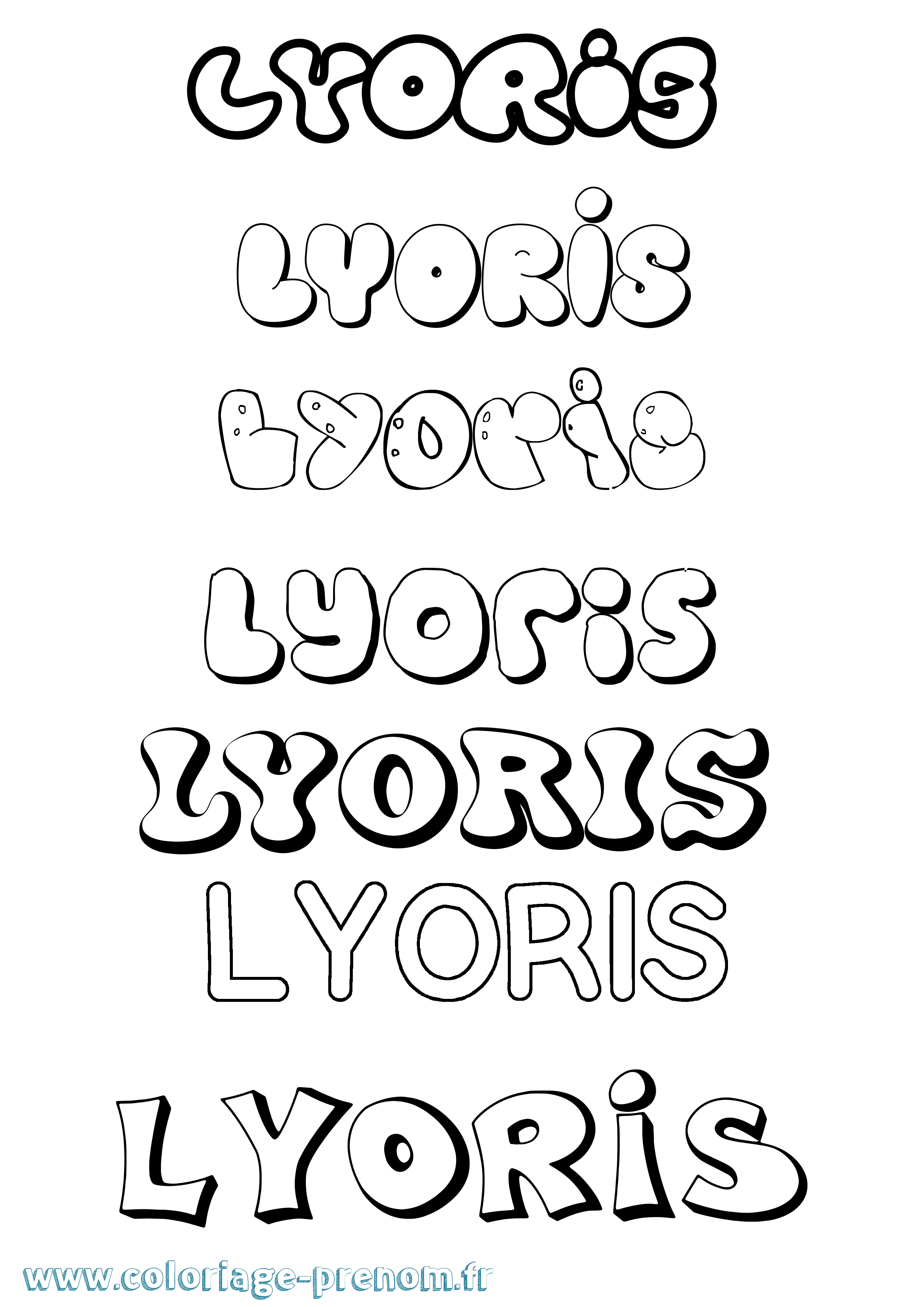 Coloriage Lyoris Bubble Coloriage prénom Lyoris Bubble