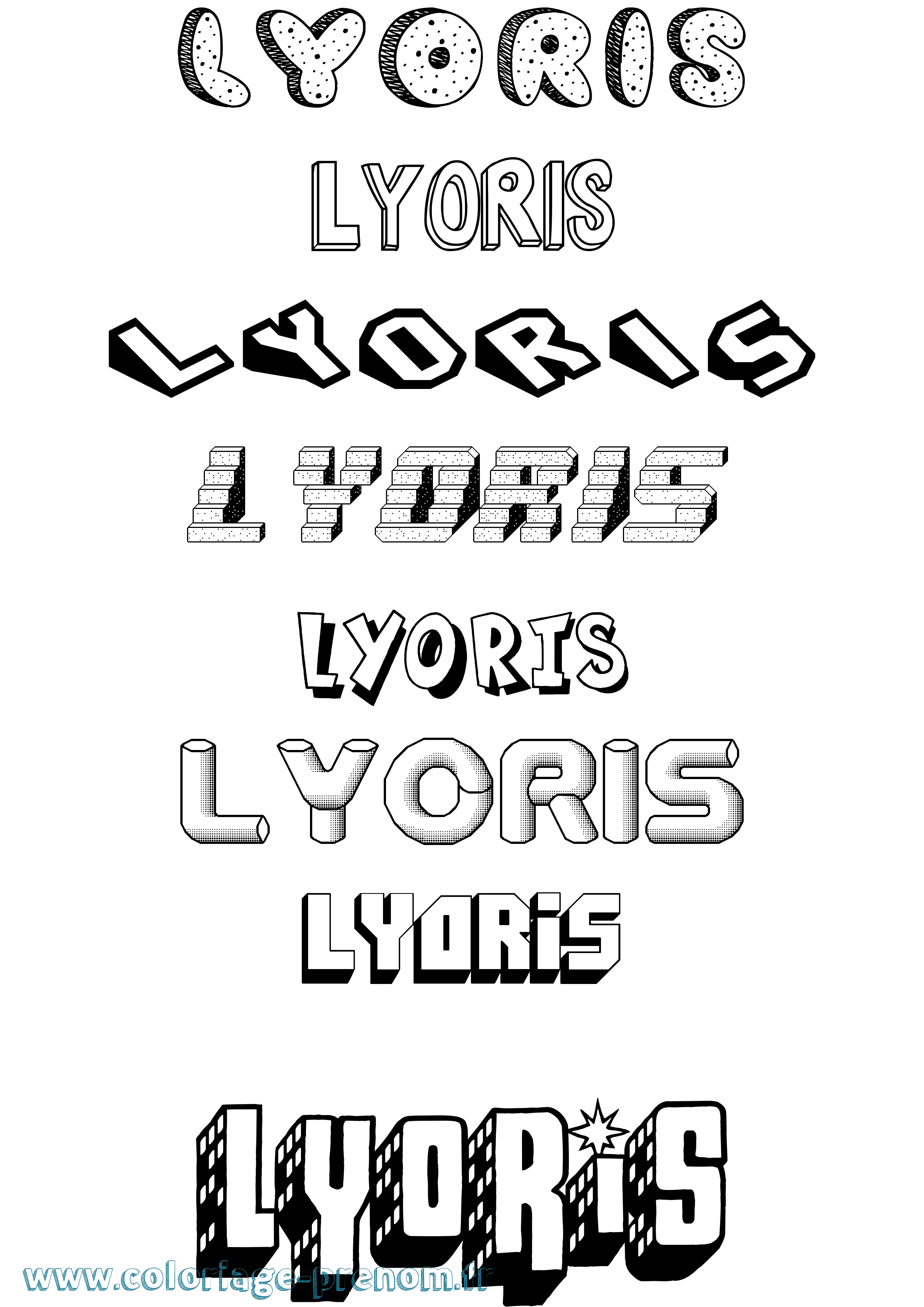 Coloriage Lyoris Effet 3D Coloriage prénom Lyoris Effet 3D