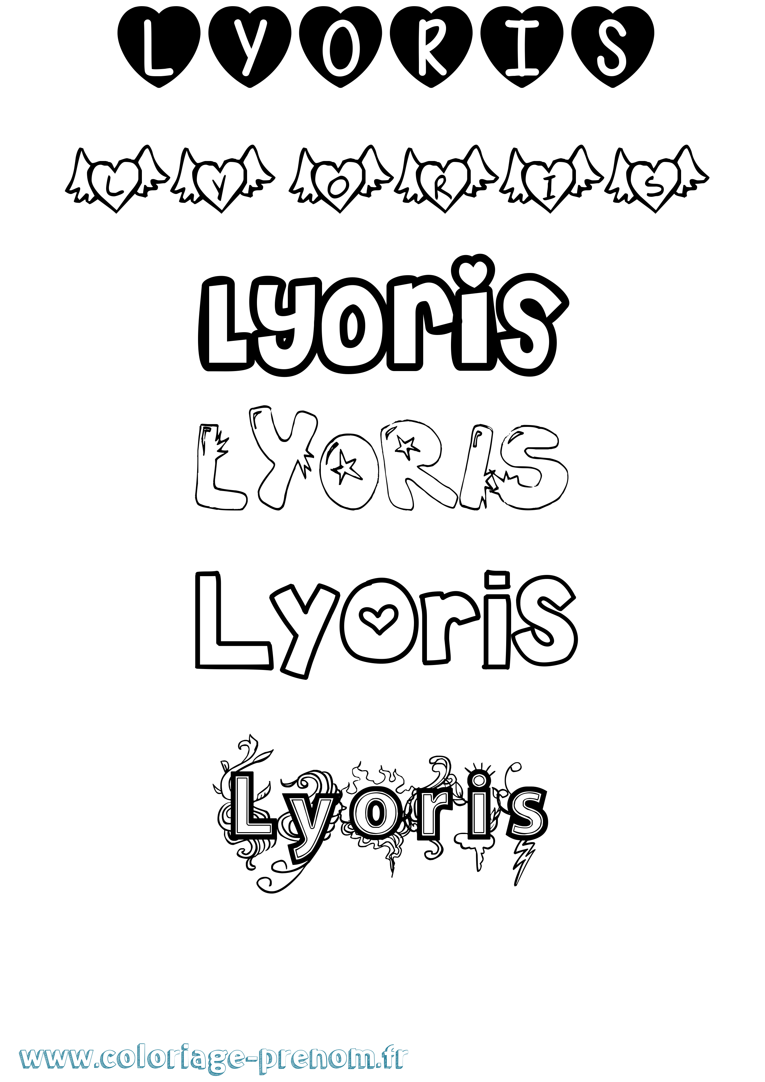 Coloriage Lyoris Girly Coloriage prénom Lyoris Girly