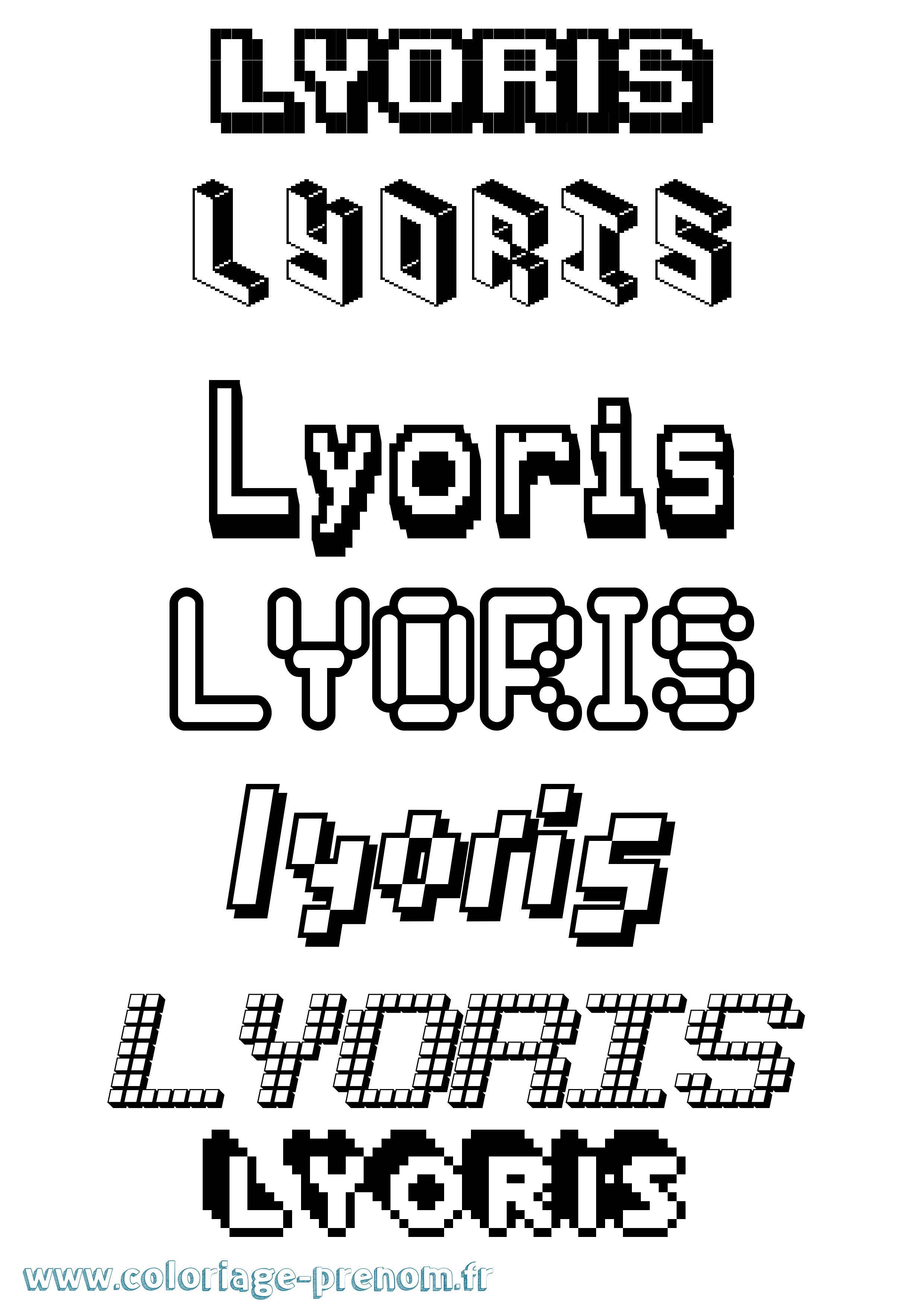 Coloriage Lyoris Pixel Coloriage prénom Lyoris Pixel