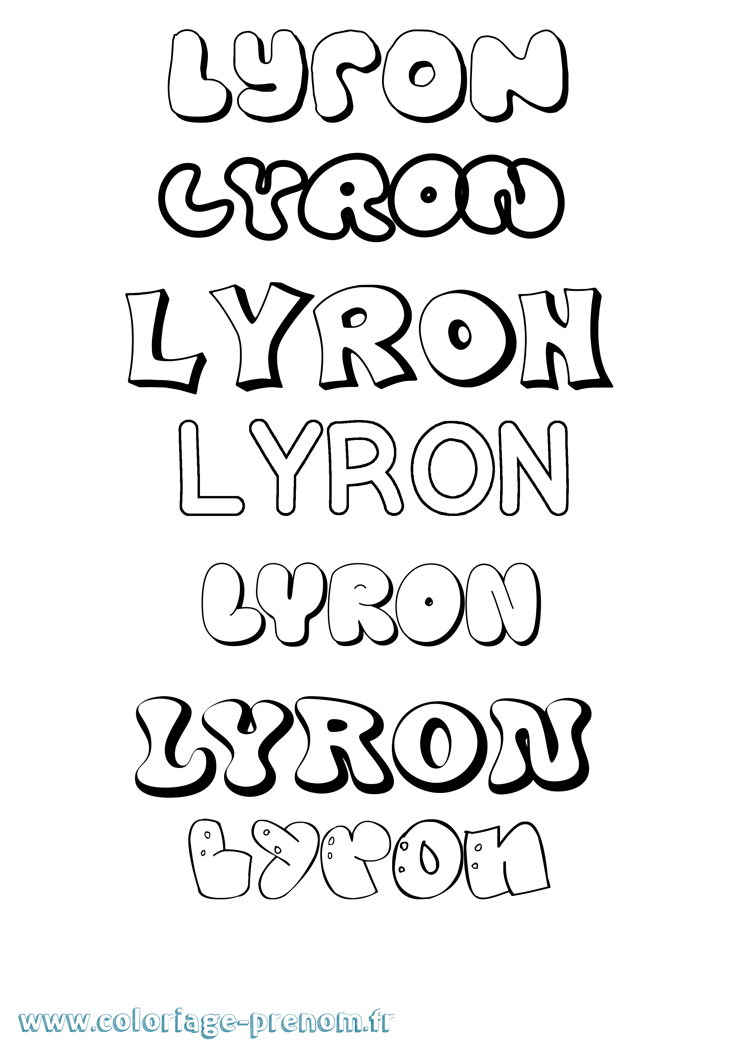 Coloriage Lyron Bubble Coloriage prénom Lyron Bubble