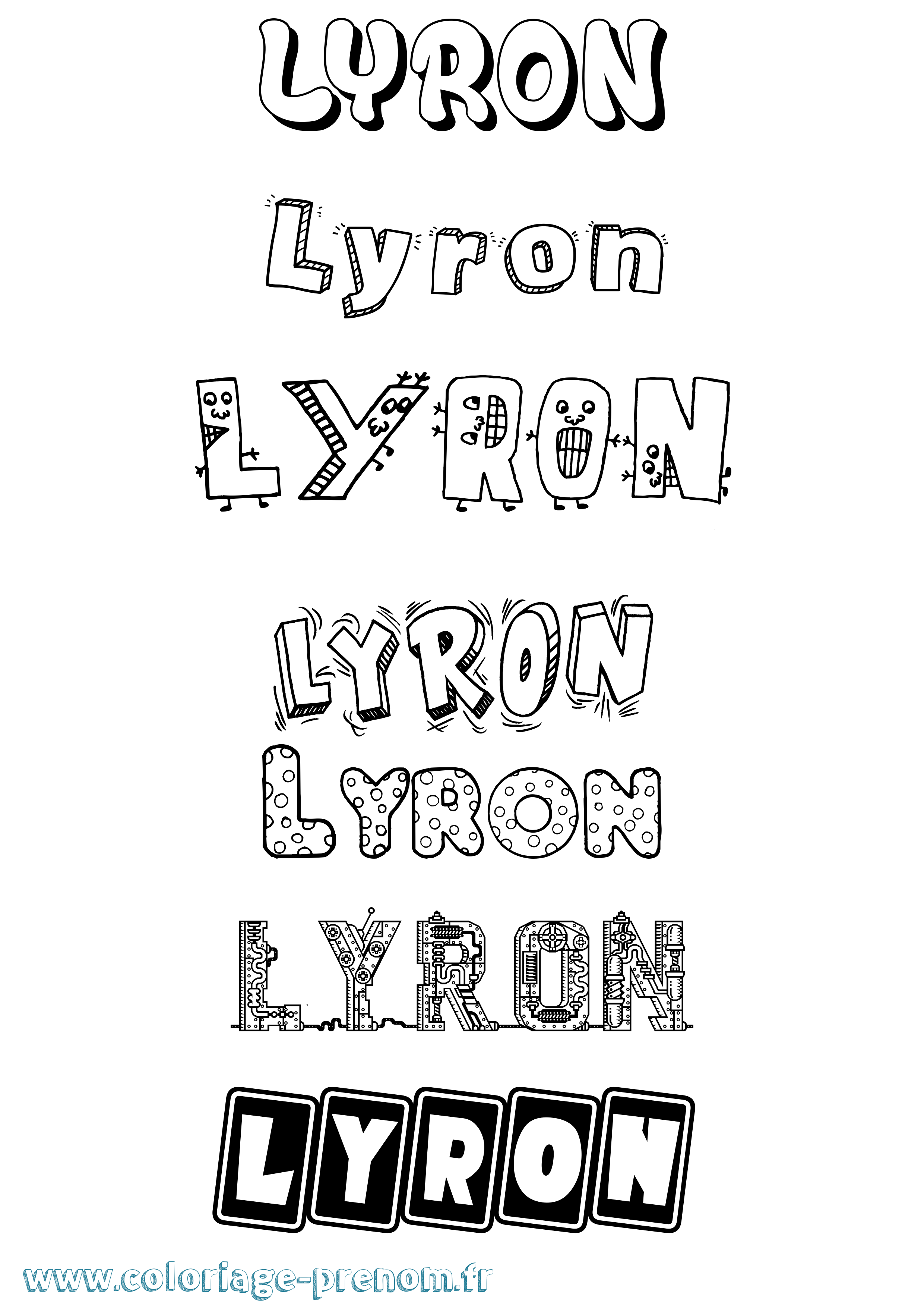 Coloriage Lyron Fun Coloriage prénom Lyron Fun