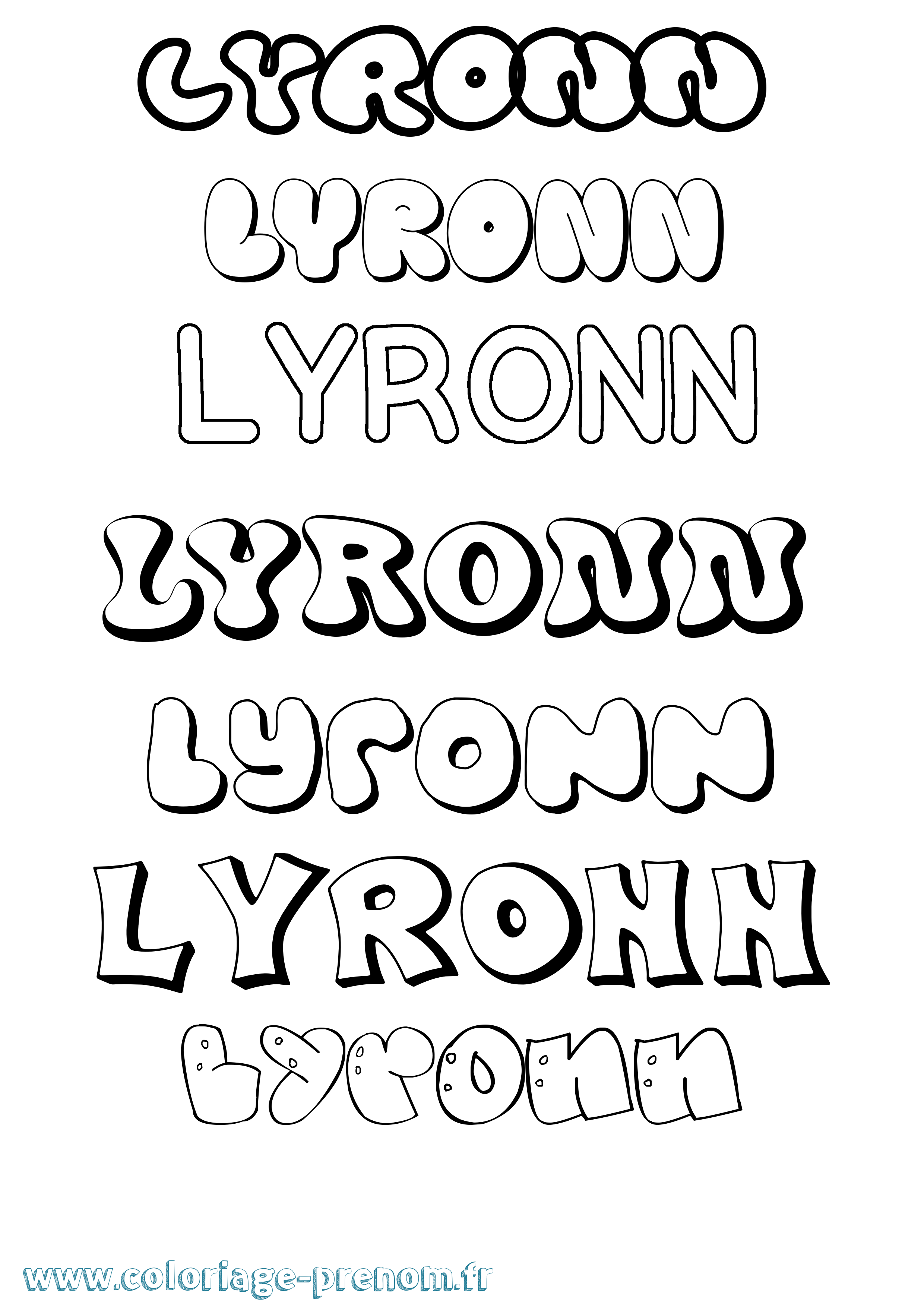 Coloriage Lyronn Bubble Coloriage prénom Lyronn Bubble