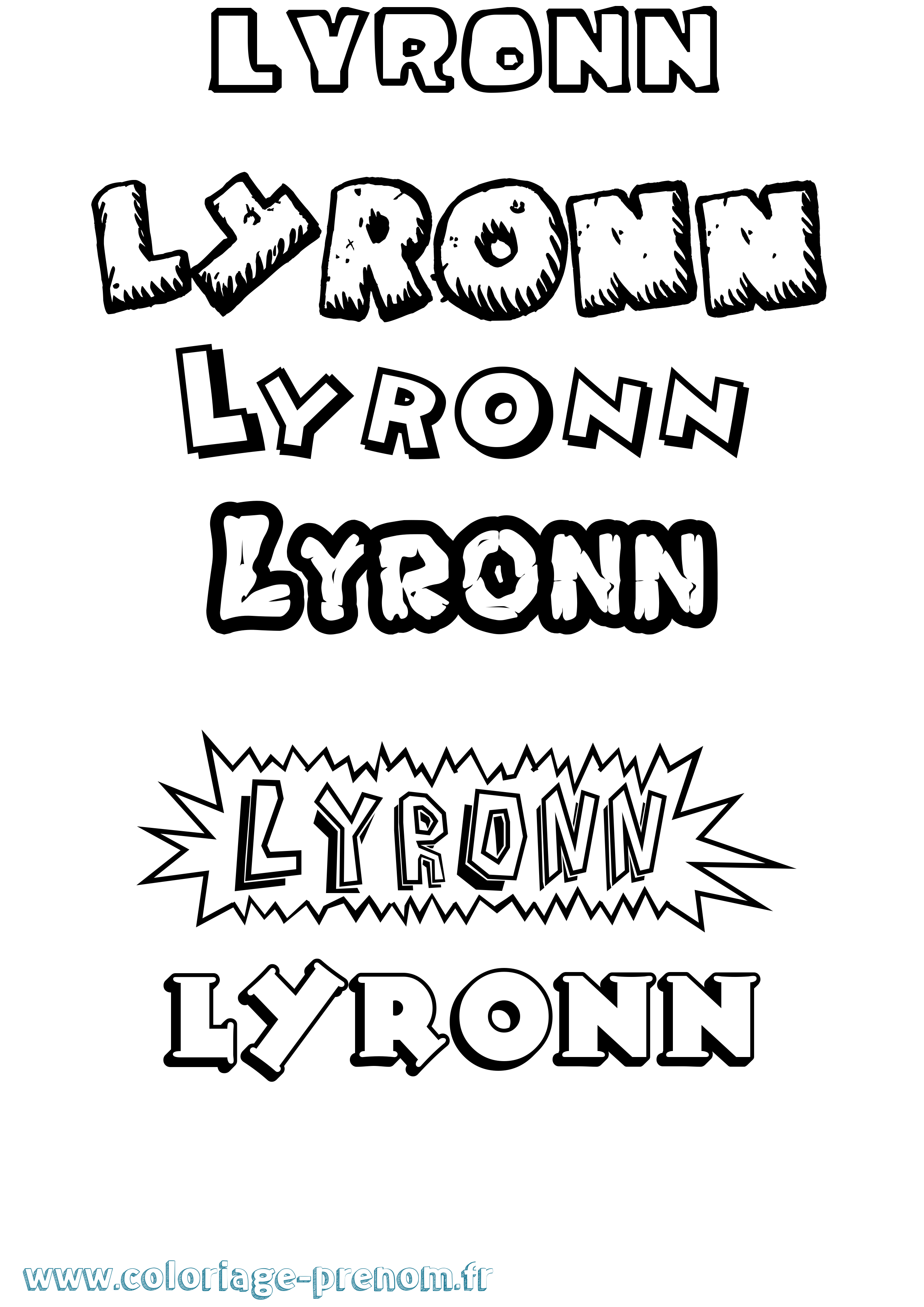 Coloriage Lyronn Dessin Animé Coloriage prénom Lyronn Dessin Animé