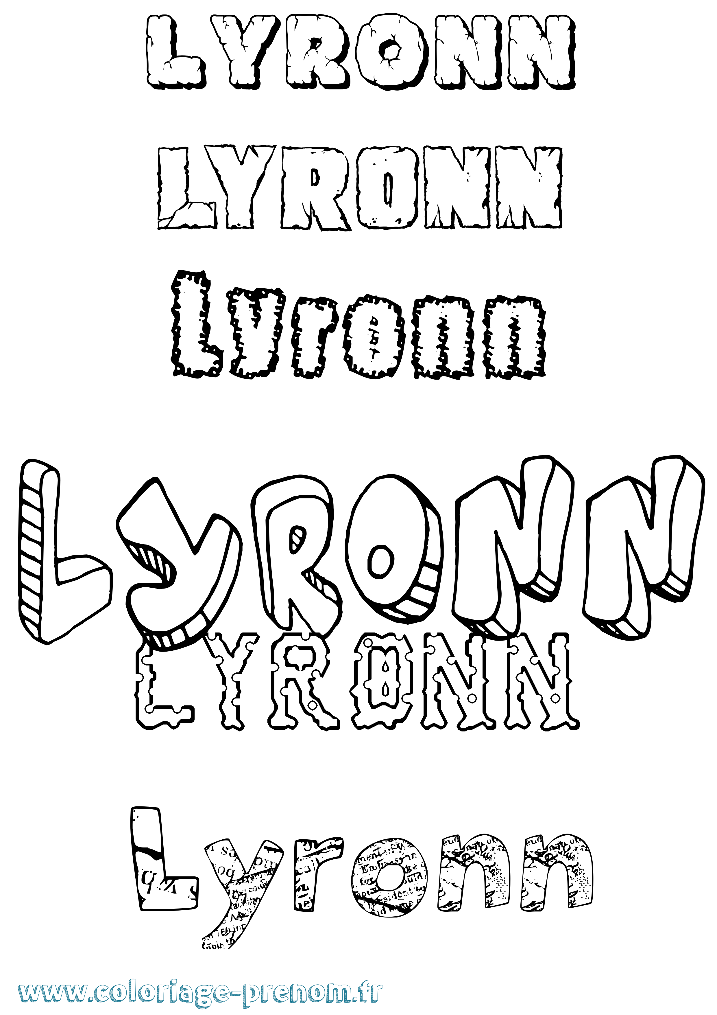 Coloriage Lyronn Destructuré Coloriage prénom Lyronn Destructuré