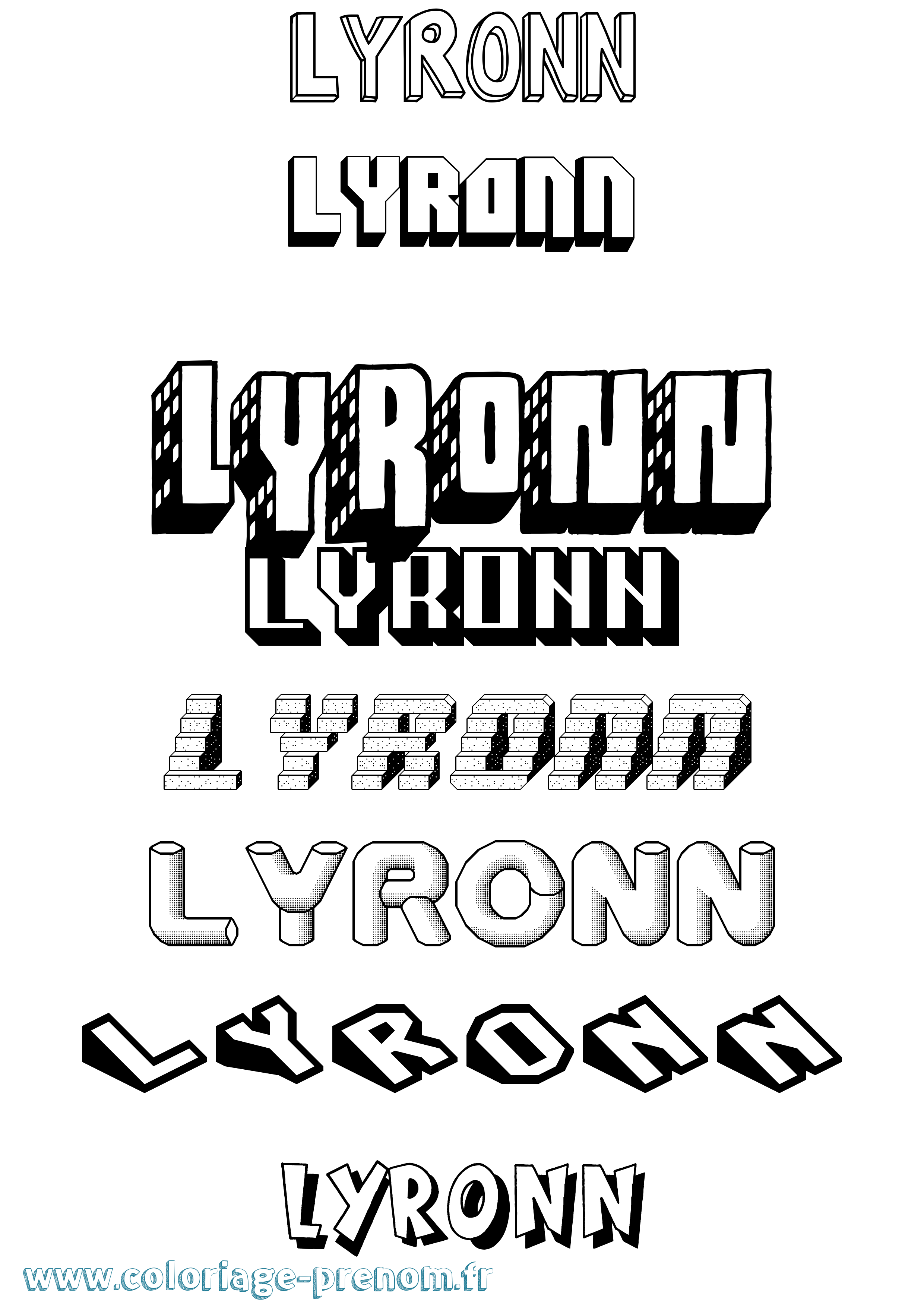 Coloriage Lyronn Effet 3D Coloriage prénom Lyronn Effet 3D