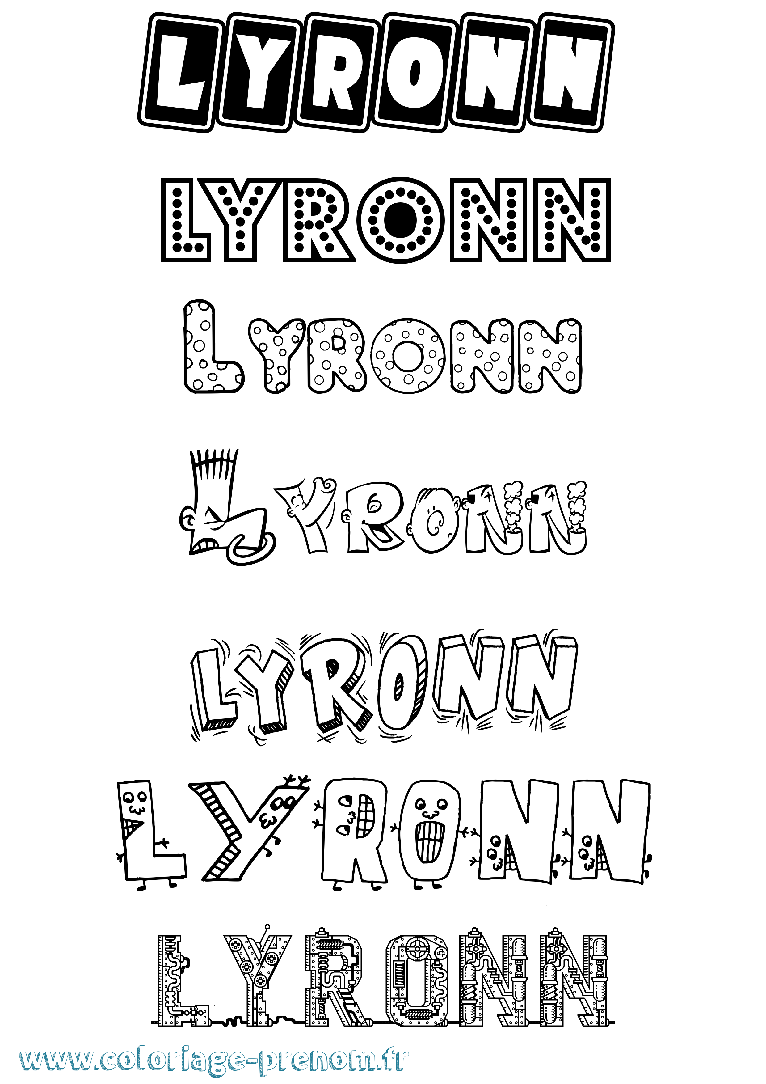 Coloriage Lyronn Fun Coloriage prénom Lyronn Fun