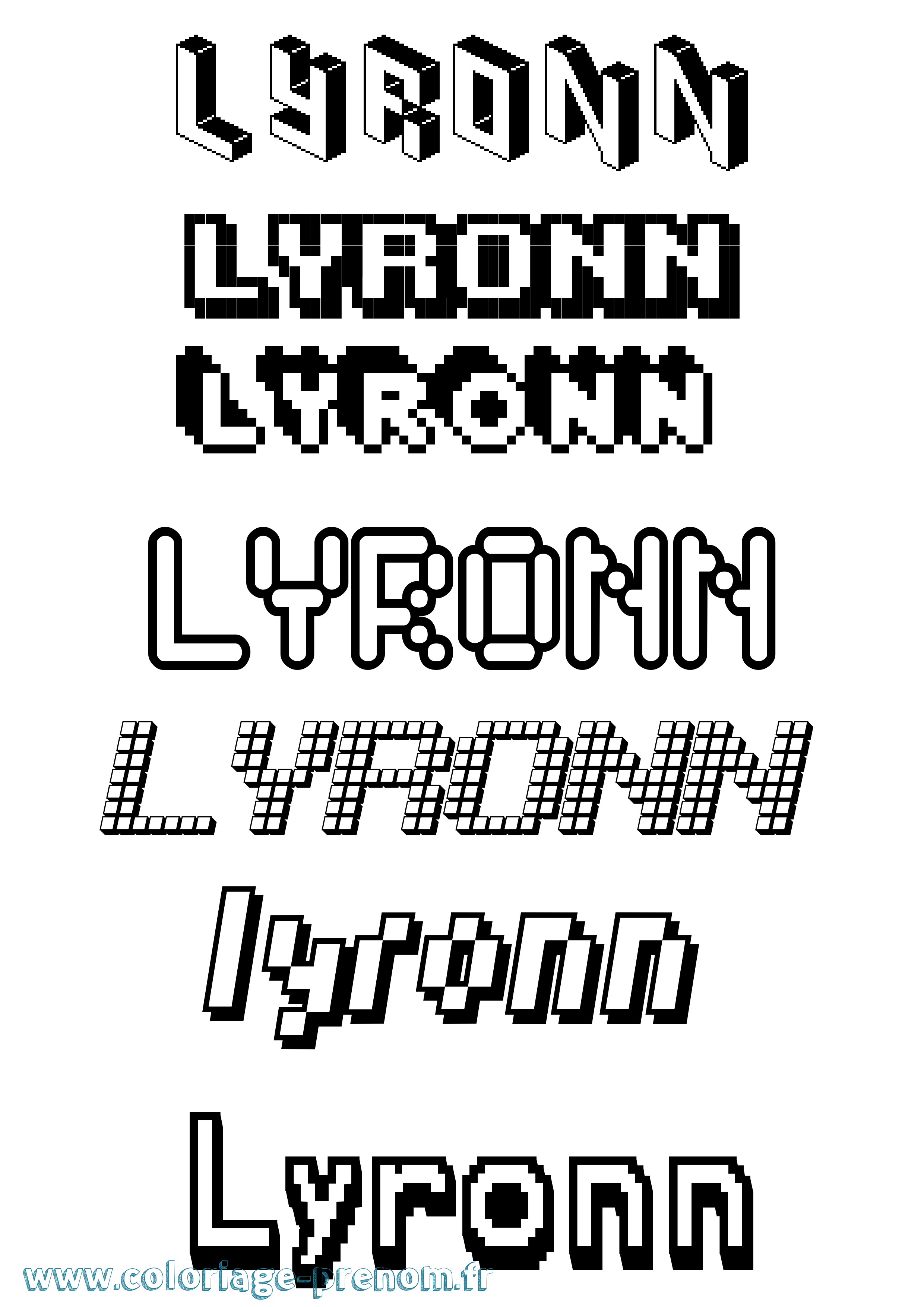 Coloriage Lyronn Pixel Coloriage prénom Lyronn Pixel