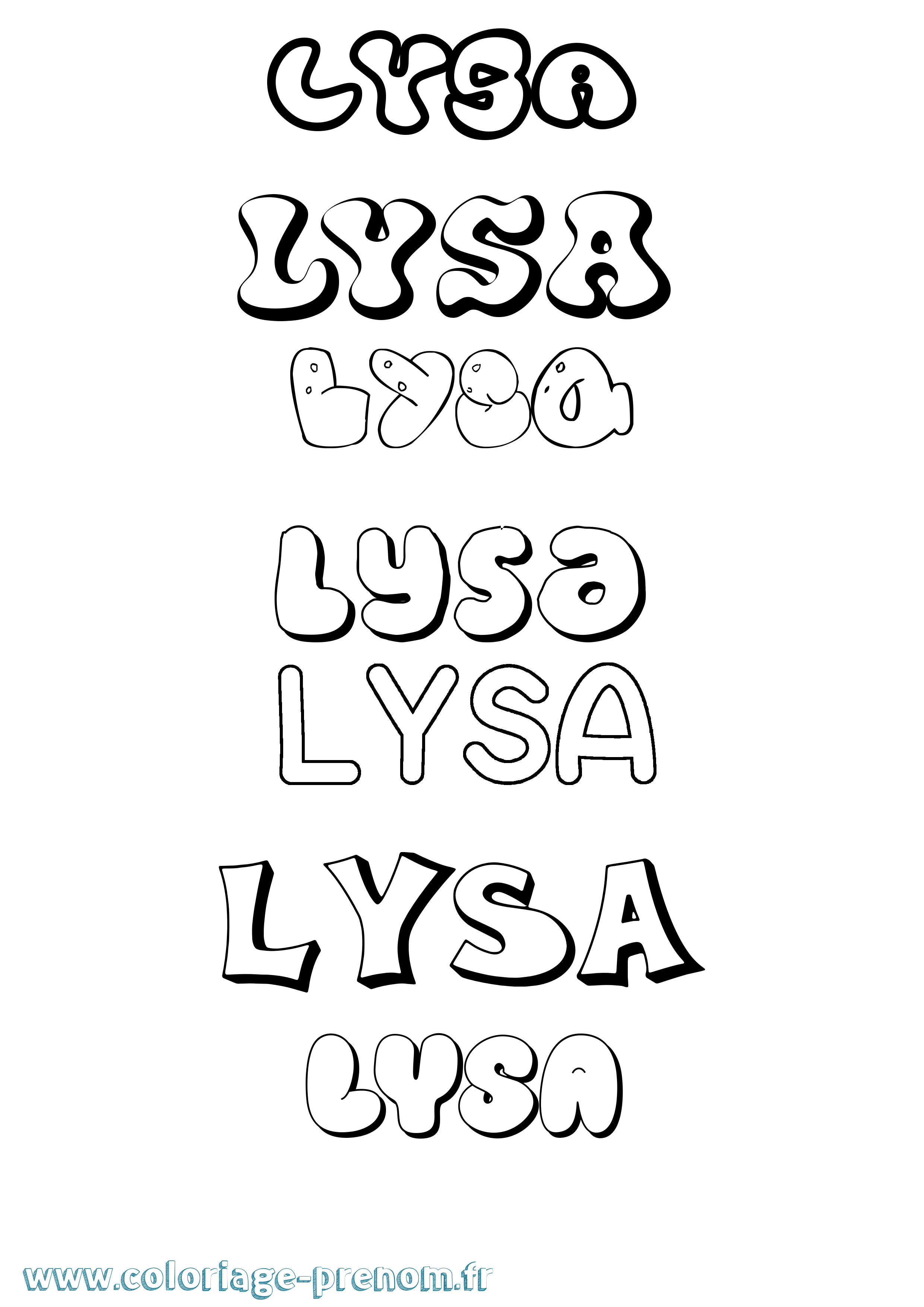 Coloriage Lysa Bubble Coloriage prénom Lysa Bubble